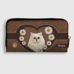 Floral Dog Wallet – Custom Dog Name With Daisy Heart Artwork - 89Prints