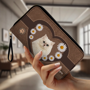 Floral Dog Wallet – Custom Dog Name With Daisy Heart Artwork - 89Prints