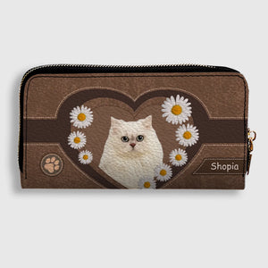 Floral Dog Wallet – Custom Dog Name With Daisy Heart Artwork - 89Prints