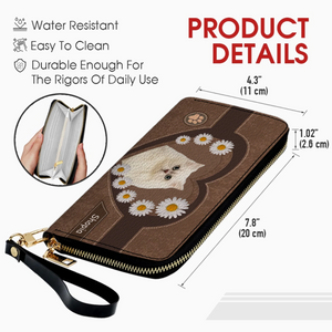 Floral Dog Wallet – Custom Dog Name With Daisy Heart Artwork - 89Prints