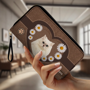 Floral Dog Wallet – Custom Dog Name With Daisy Heart Artwork - 89Prints