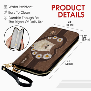 Floral Dog Wallet – Custom Dog Name With Daisy Heart Artwork - 89Prints