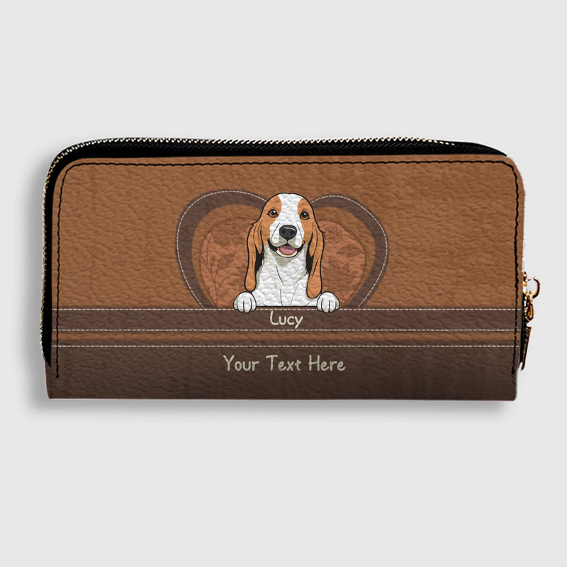 Dog Lover Wallet – Custom Multiple Pets With Names & Heart Design - 89Prints