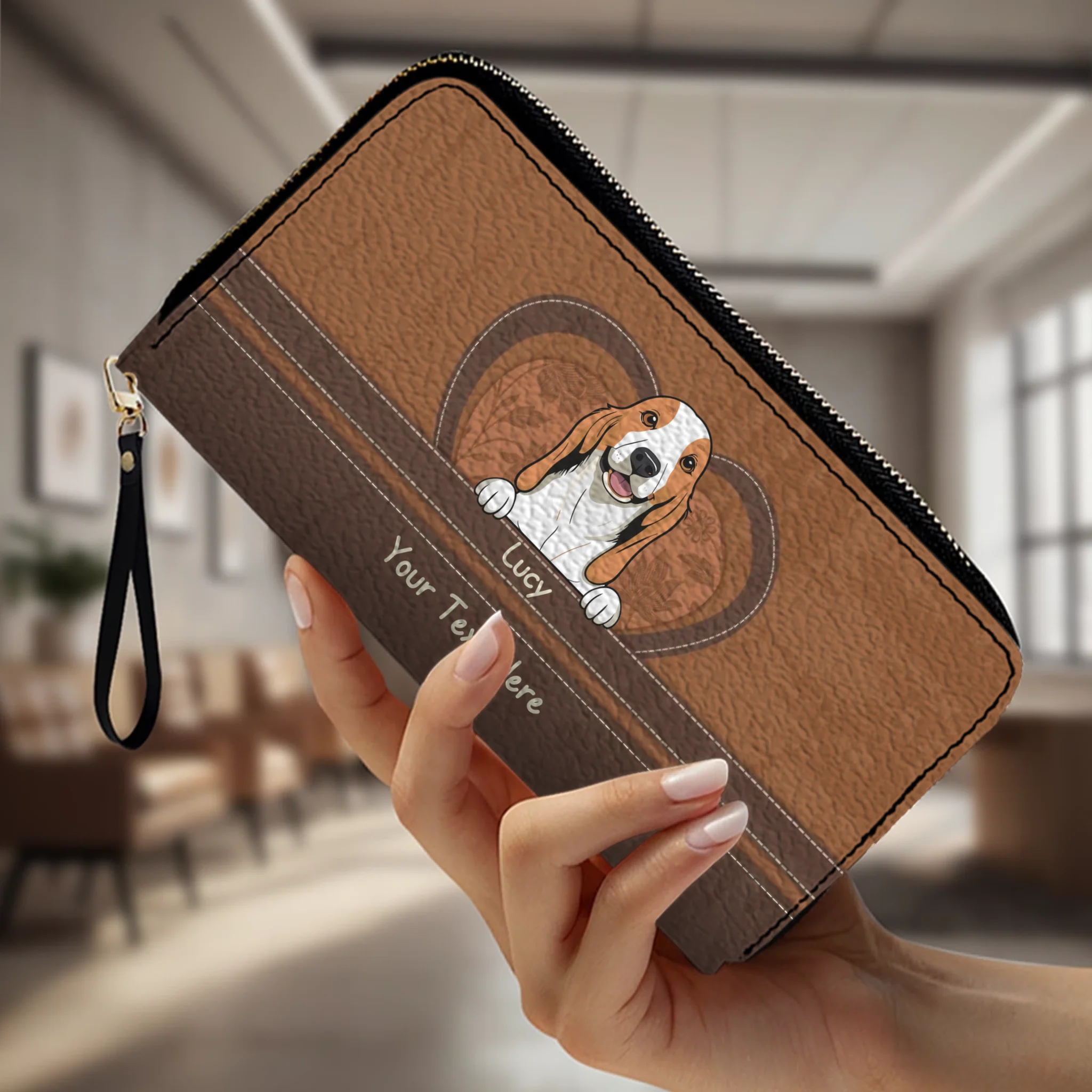 Dog Lover Wallet – Custom Multiple Pets With Names & Heart Design - 89Prints