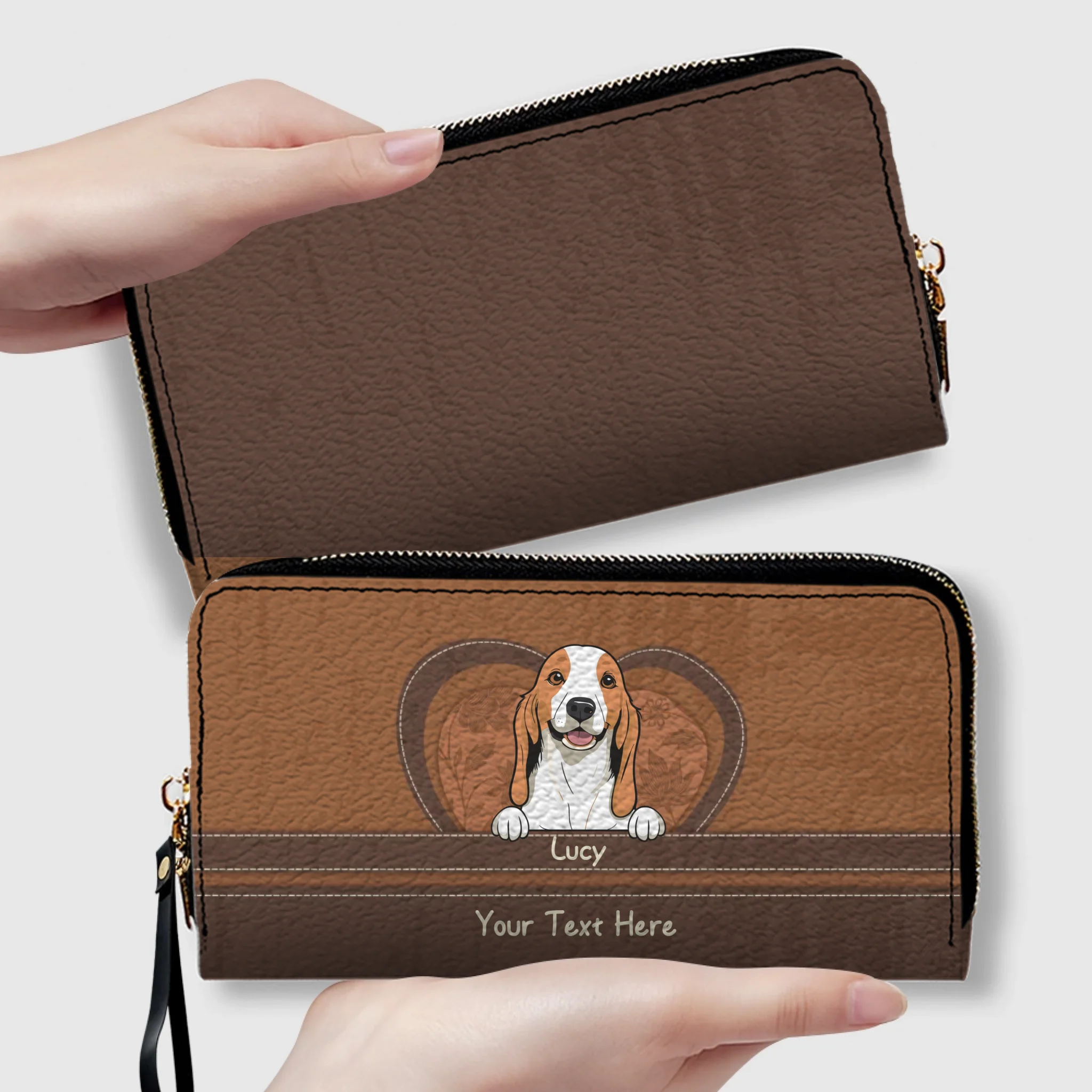 Dog Lover Wallet – Custom Multiple Pets With Names & Heart Design - 89Prints