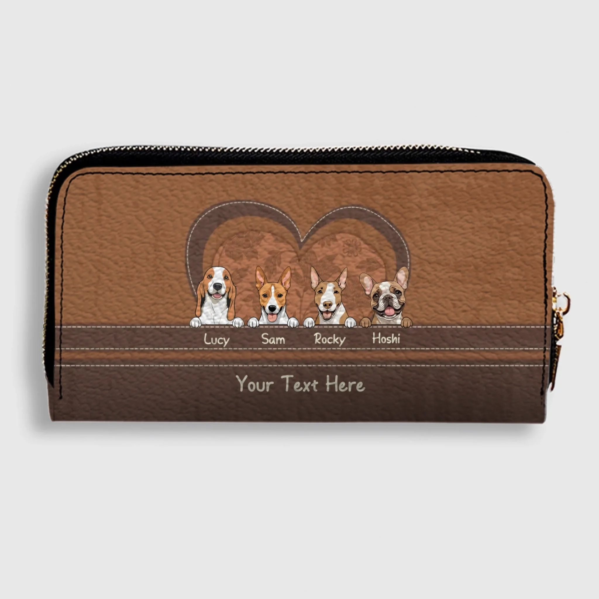Dog Lover Wallet – Custom Multiple Pets With Names & Heart Design - 89Prints