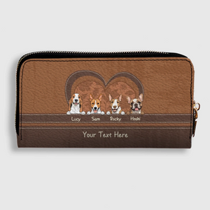 Dog Lover Wallet – Custom Multiple Pets With Names & Heart Design - 89Prints