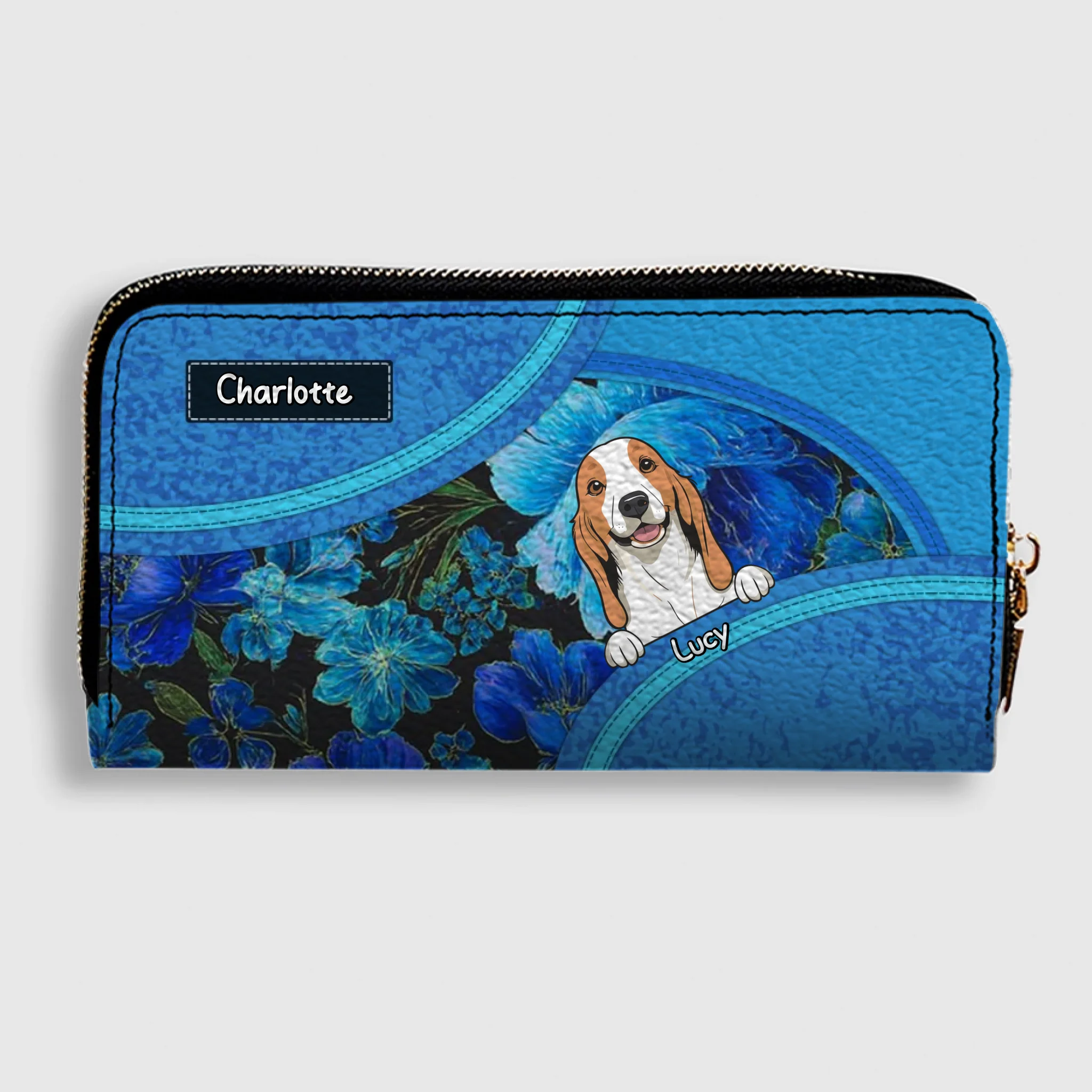 Delicate Floral Dog Wallet for Pet Name Personalization - 89Prints
