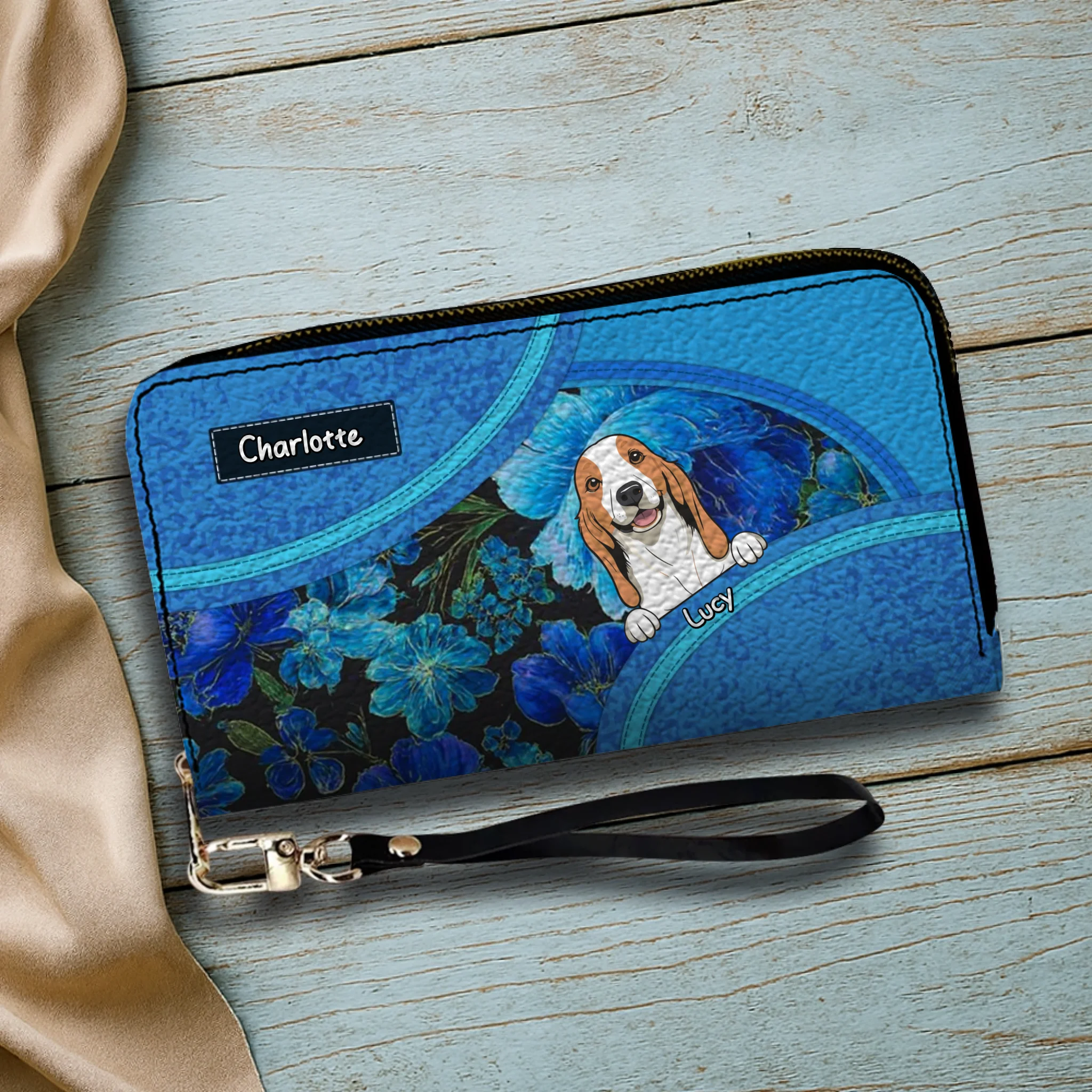 Delicate Floral Dog Wallet for Pet Name Personalization - 89Prints