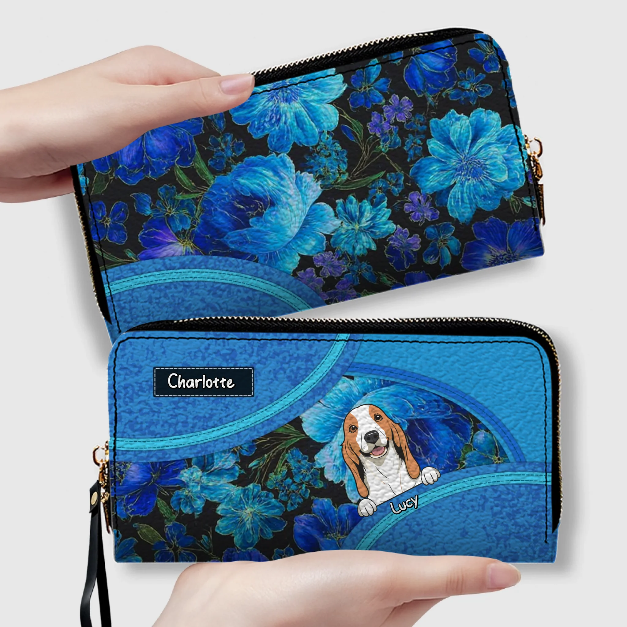 Delicate Floral Dog Wallet for Pet Name Personalization - 89Prints