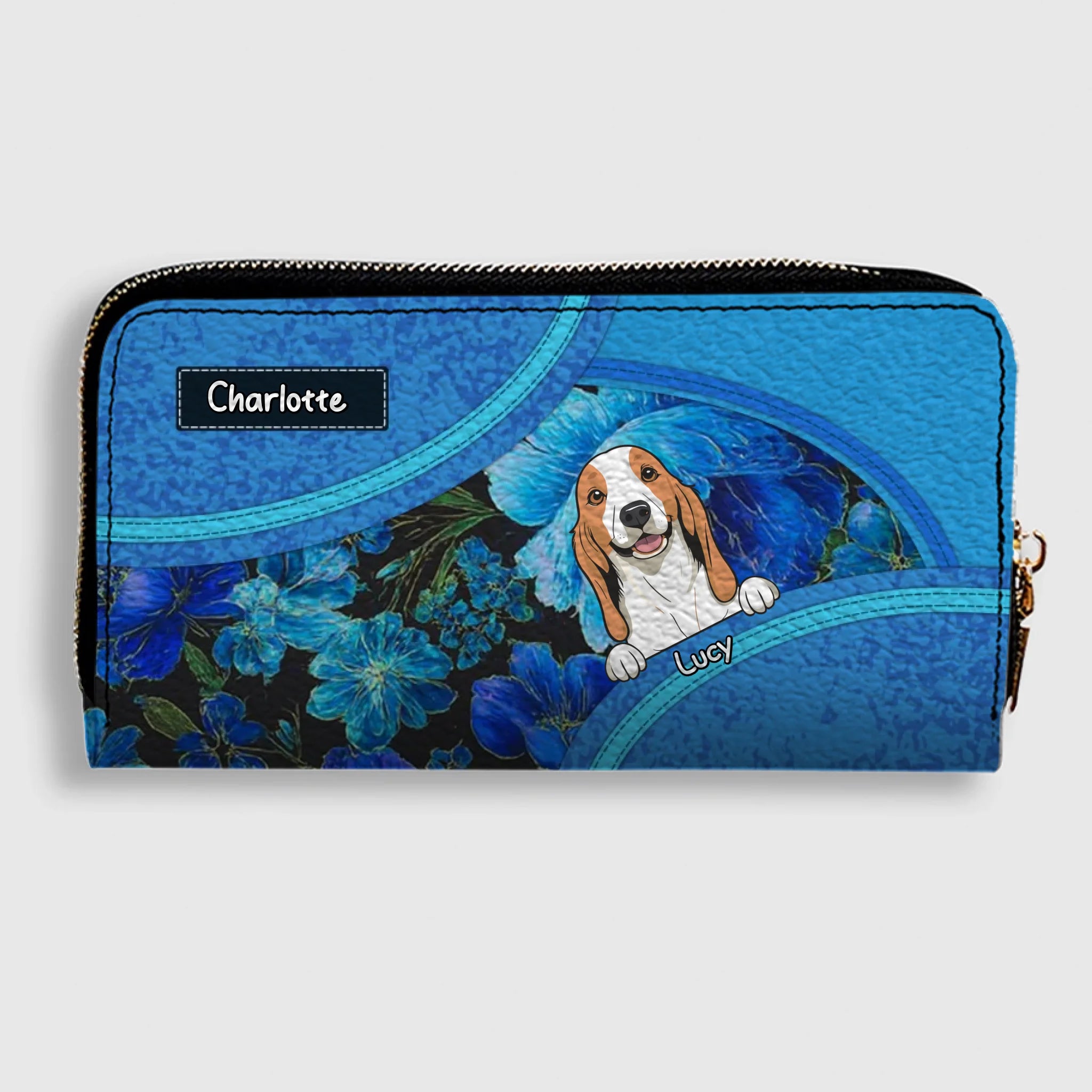Delicate Floral Dog Wallet for Pet Name Personalization - 89Prints