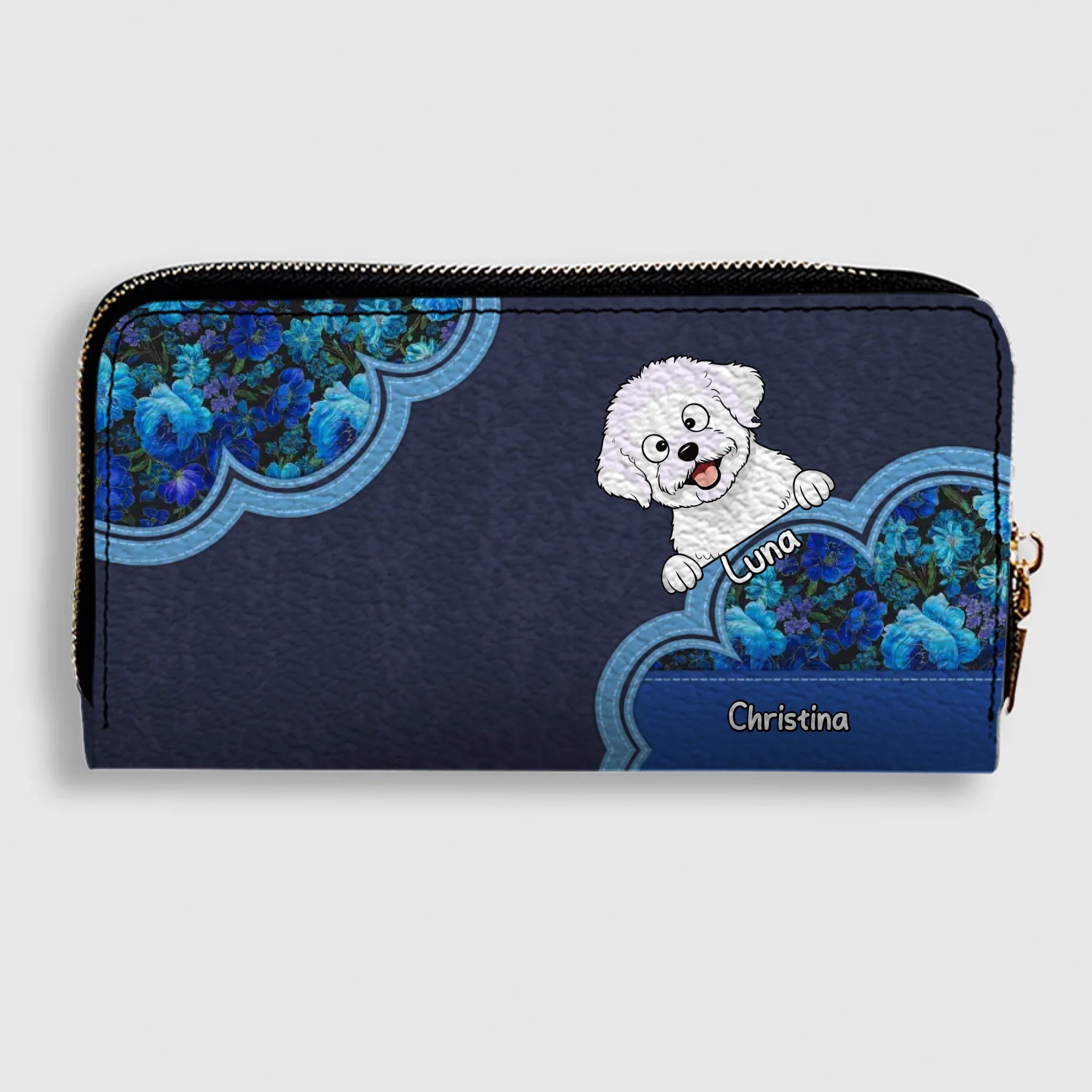Minimal Floral Dog Wallet – Personalized Pet Names & Elegant Design - 89Prints