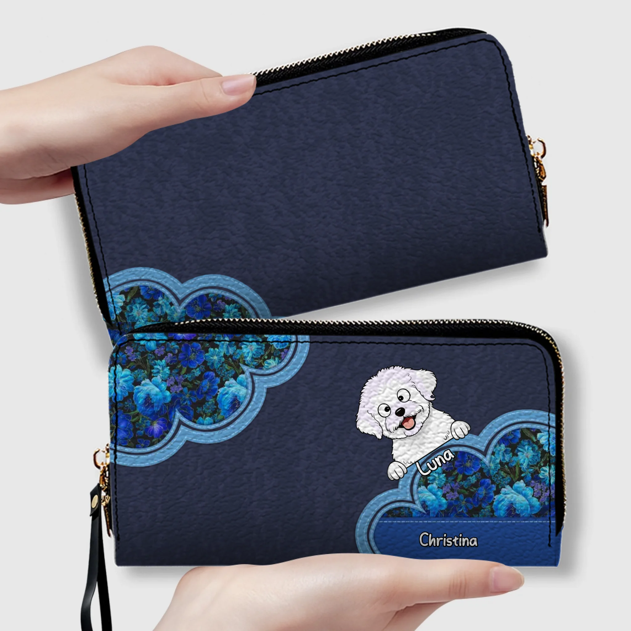 Minimal Floral Dog Wallet – Personalized Pet Names & Elegant Design - 89Prints