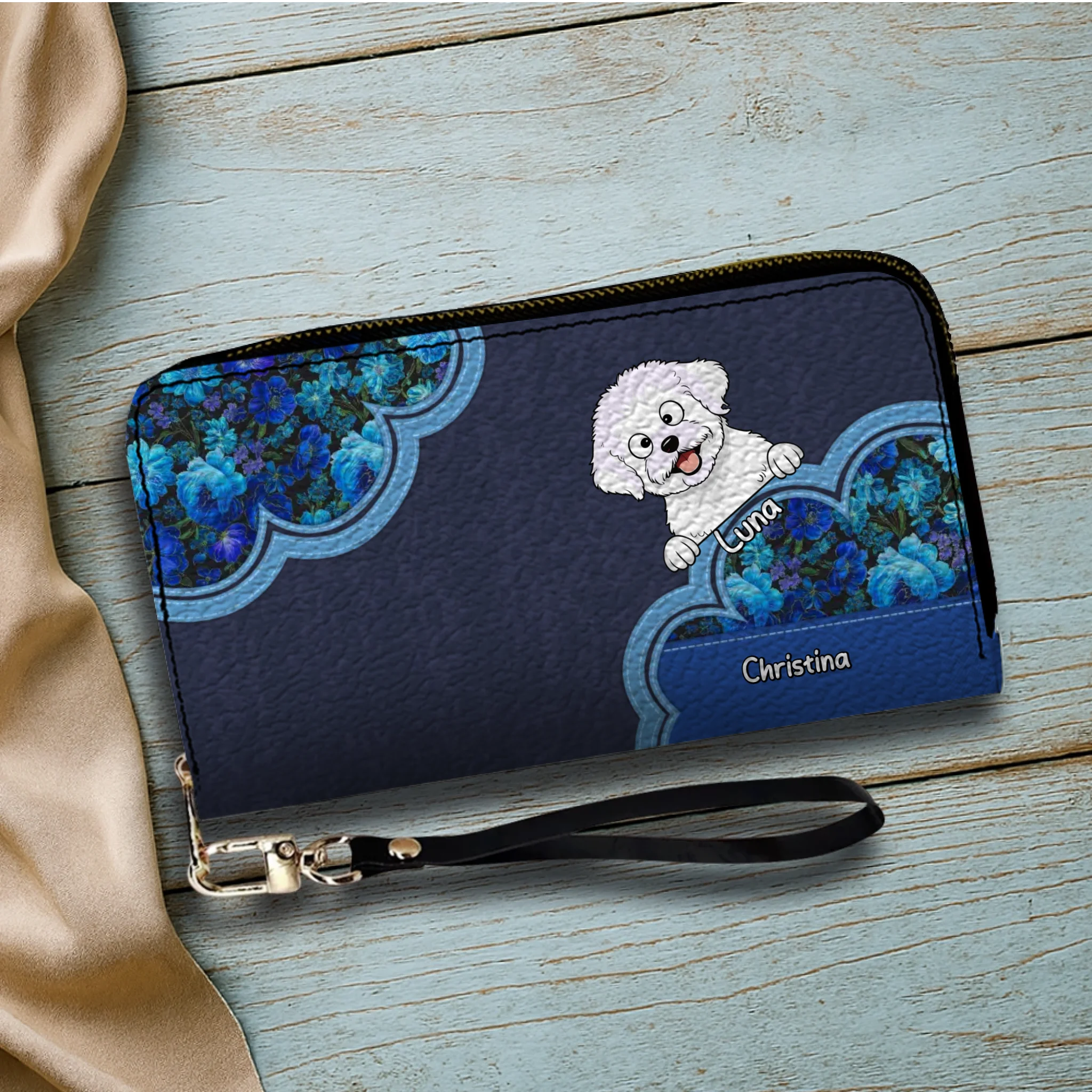 Minimal Floral Dog Wallet – Personalized Pet Names & Elegant Design - 89Prints