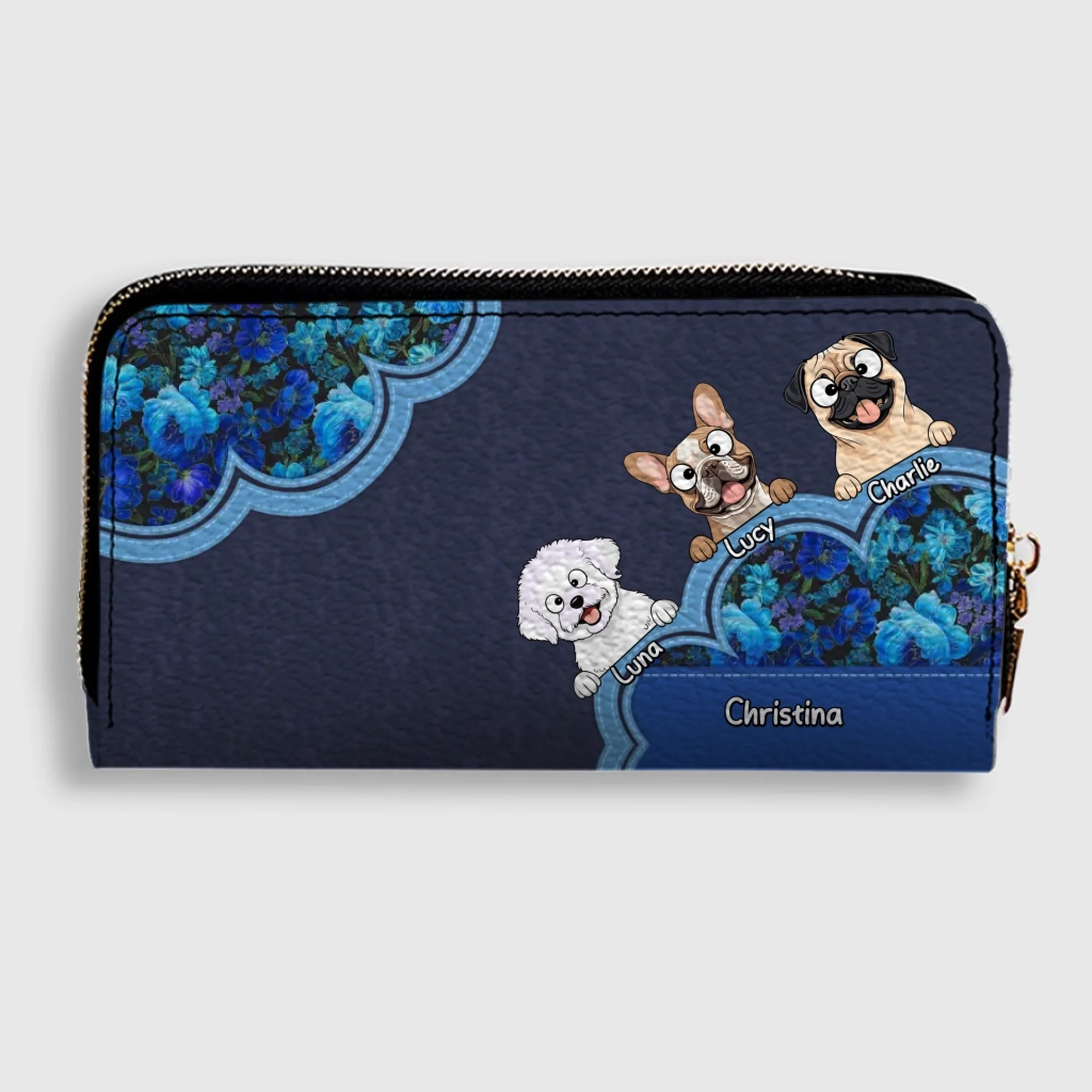 Minimal Floral Dog Wallet – Personalized Pet Names & Elegant Design - 89Prints