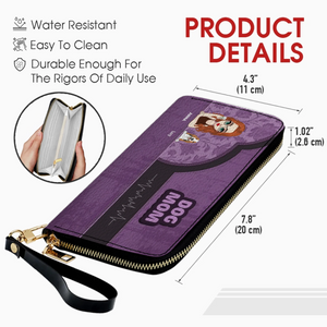 Dog Mom Zip-Around Wallet – Cartoon Pet Artwork with “DOG MOM” Print - 89Prints