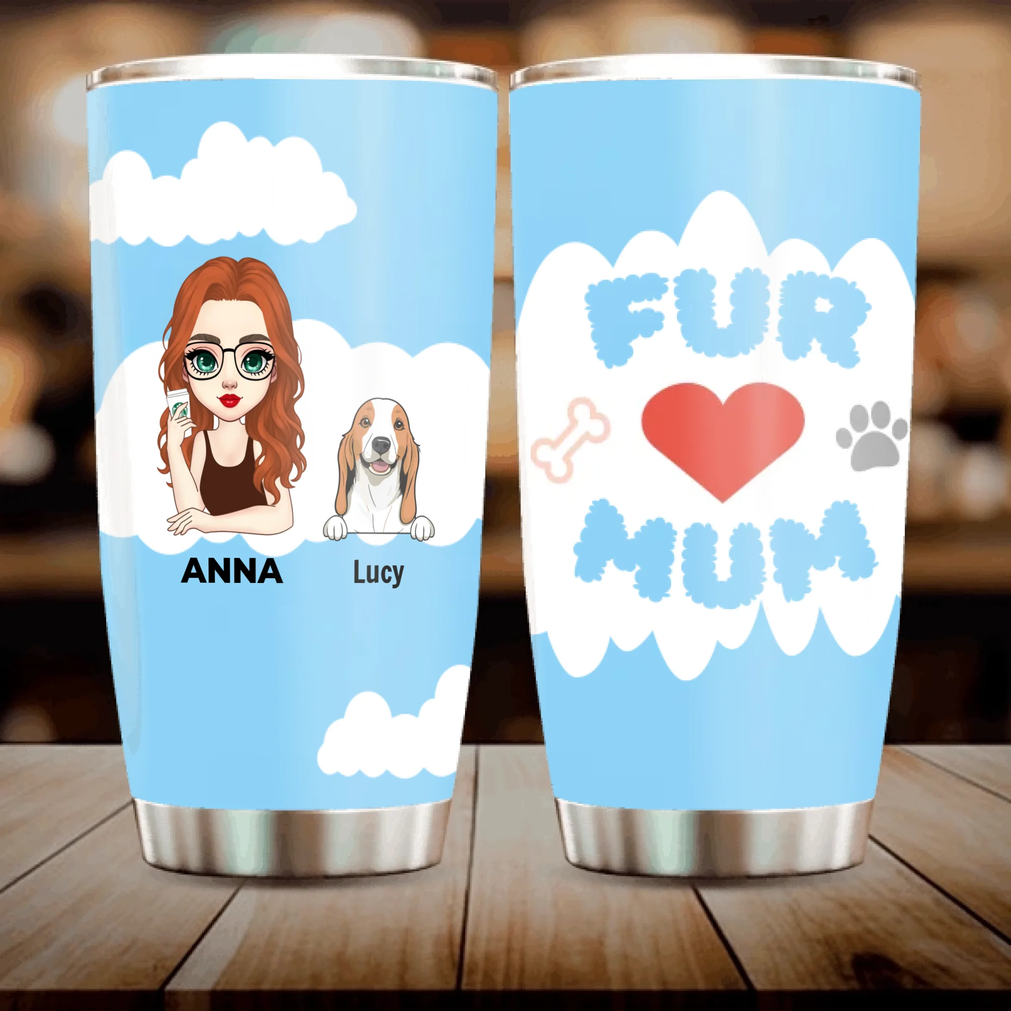 Custom Pet Lover Tumbler – Cartoon Woman with Dog Design, Perfect Gift - 89Prints