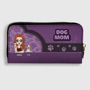 Personalized Pet Lover Wallet for Women – Dog Mom Faux Leather Cartoon Design - 89Prints