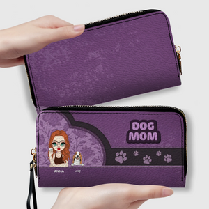 Personalized Pet Lover Wallet for Women – Dog Mom Faux Leather Cartoon Design - 89Prints