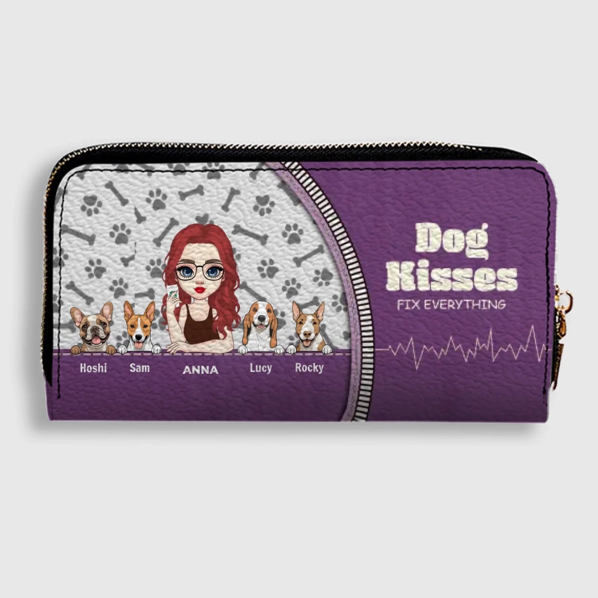 Dog Wallet Purse – Custom Person & Dog Clutch Wallet, Cute Dog Zip Purse for Dog Lover Gift - 89Prints