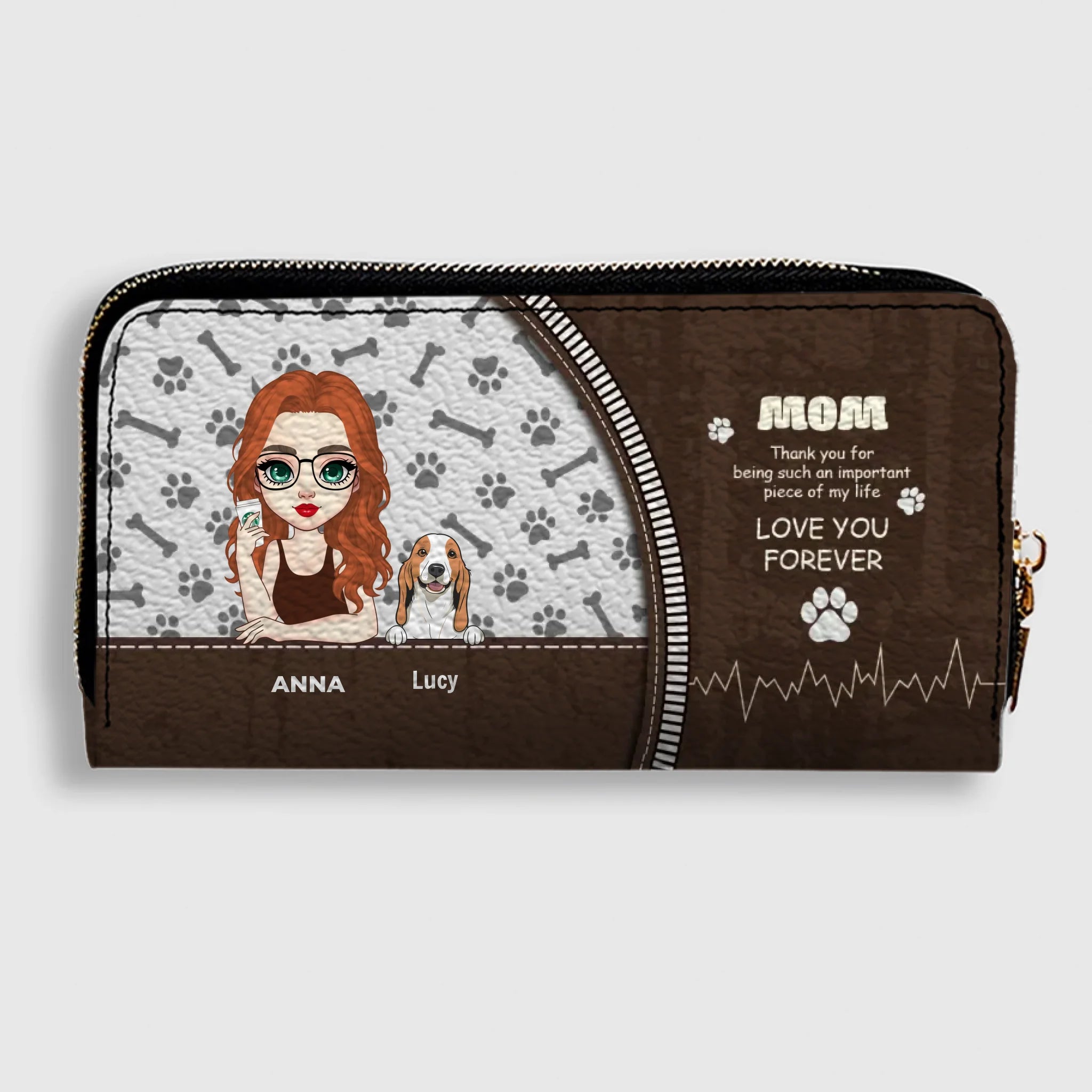 Dog Wallet Purse – Custom Person & Dog Clutch Wallet, Cute Dog Zip Purse for Dog Lover Gift - 89Prints