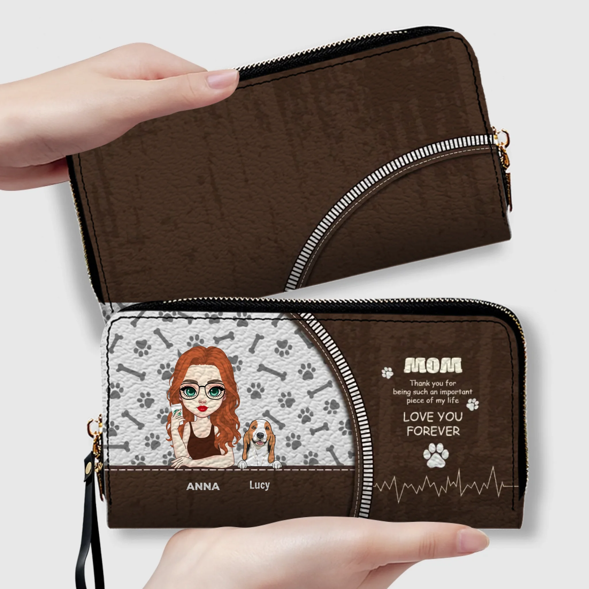 Dog Wallet Purse – Custom Person & Dog Clutch Wallet, Cute Dog Zip Purse for Dog Lover Gift - 89Prints