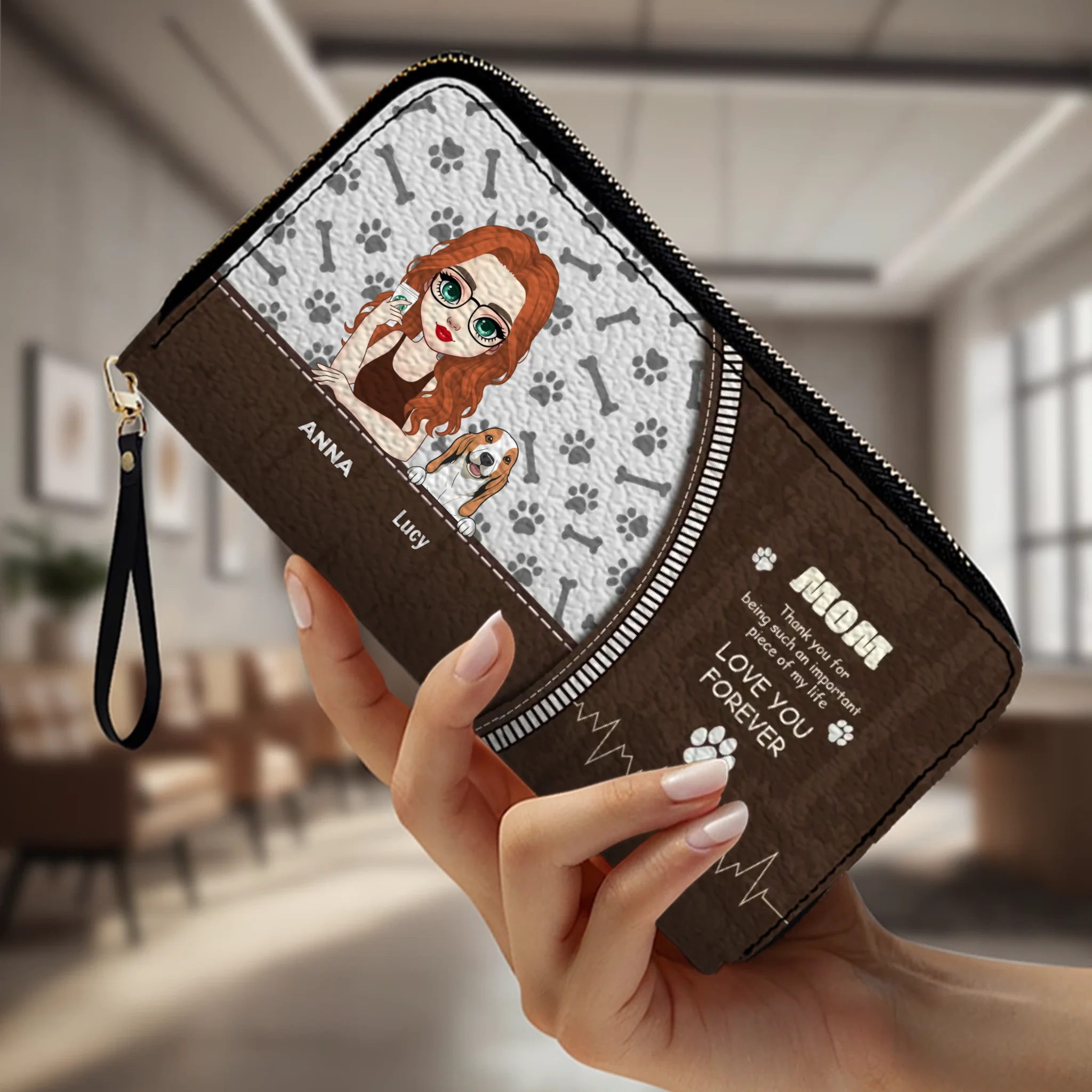 Dog Wallet Purse – Custom Person & Dog Clutch Wallet, Cute Dog Zip Purse for Dog Lover Gift - 89Prints