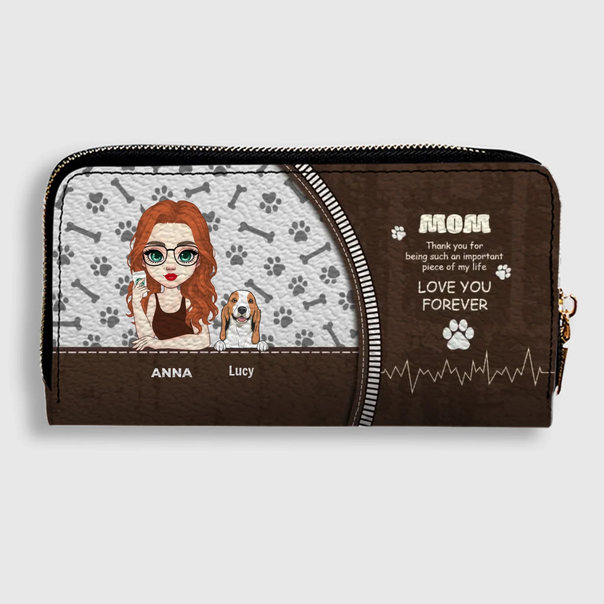 Dog Wallet Purse – Custom Person & Dog Clutch Wallet, Cute Dog Zip Purse for Dog Lover Gift - 89Prints