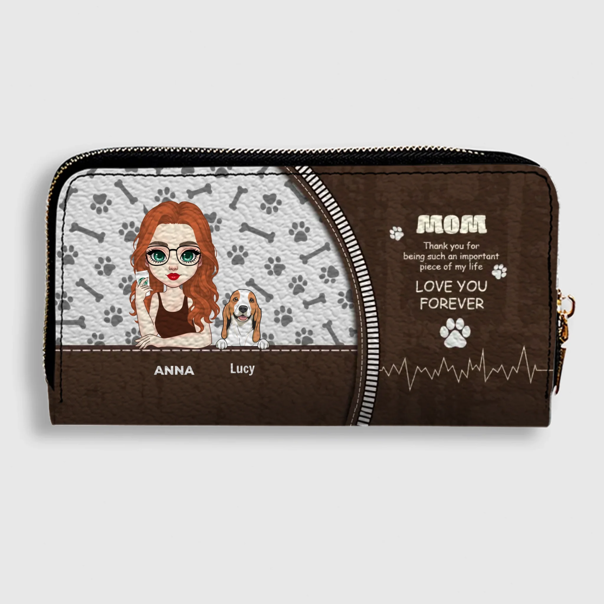 Dog Wallet Purse – Custom Person & Dog Clutch Wallet, Cute Dog Zip Purse for Dog Lover Gift - 89Prints