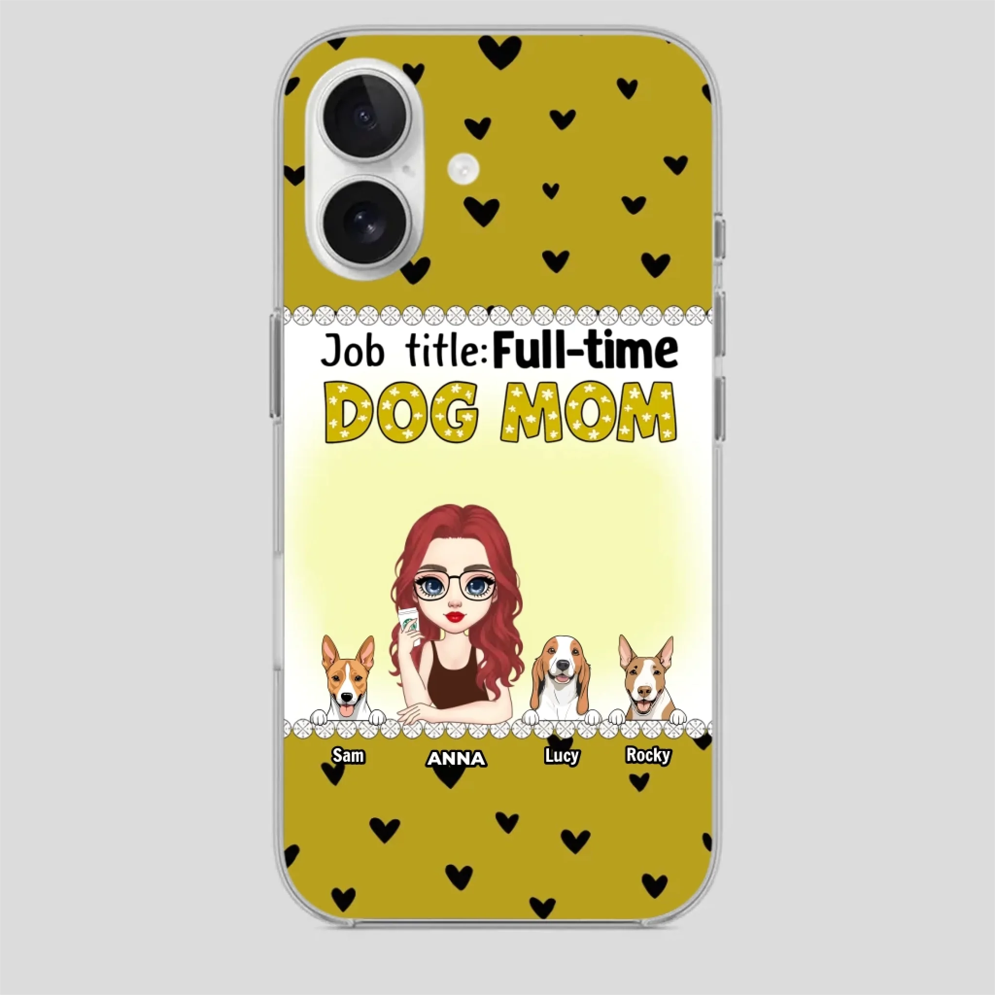 Custom Dog Mom Phone Case with “Full-time Dog Mom” Graphic – Add Your Name - 89Prints