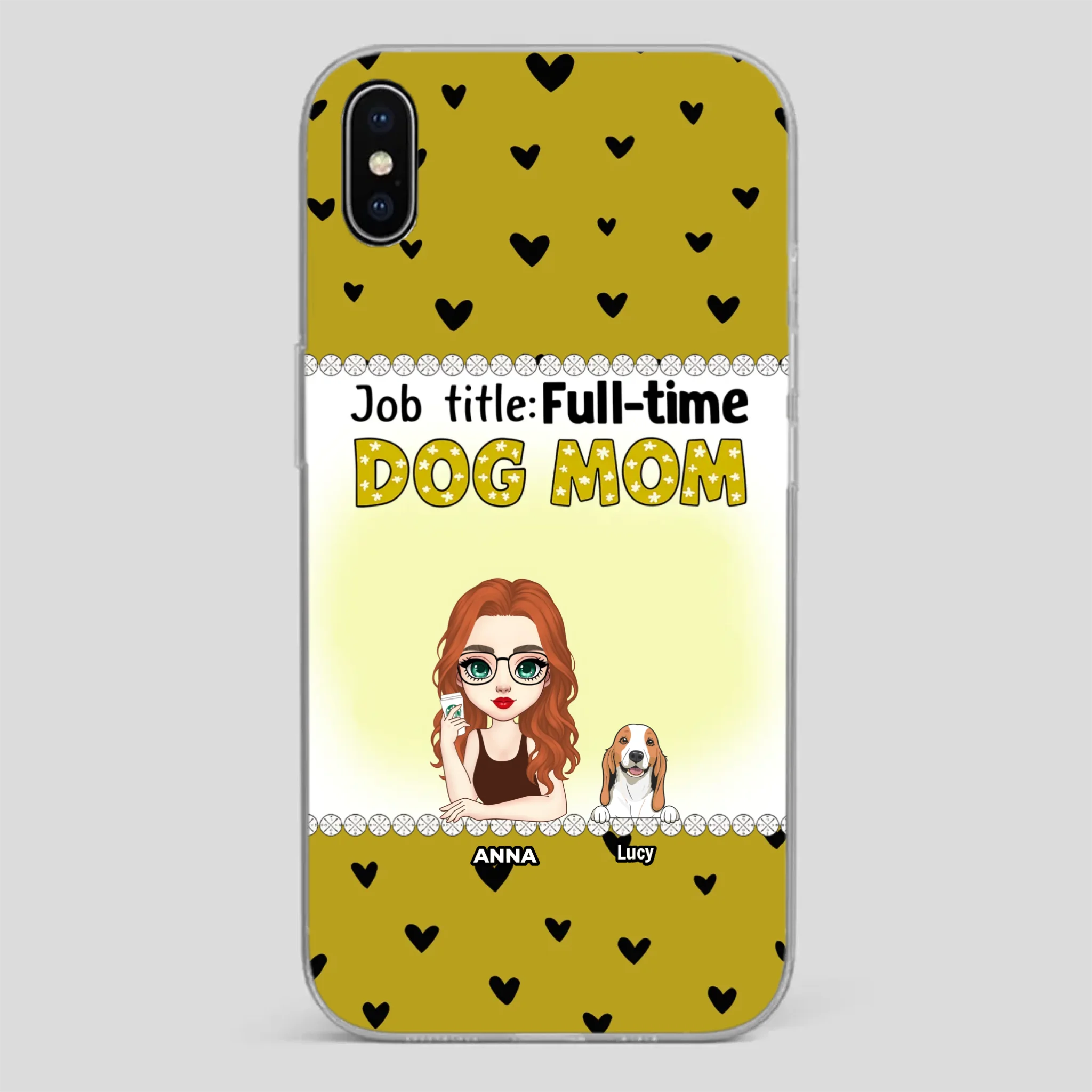 Custom Dog Mom Phone Case with “Full-time Dog Mom” Graphic – Add Your Name - 89Prints