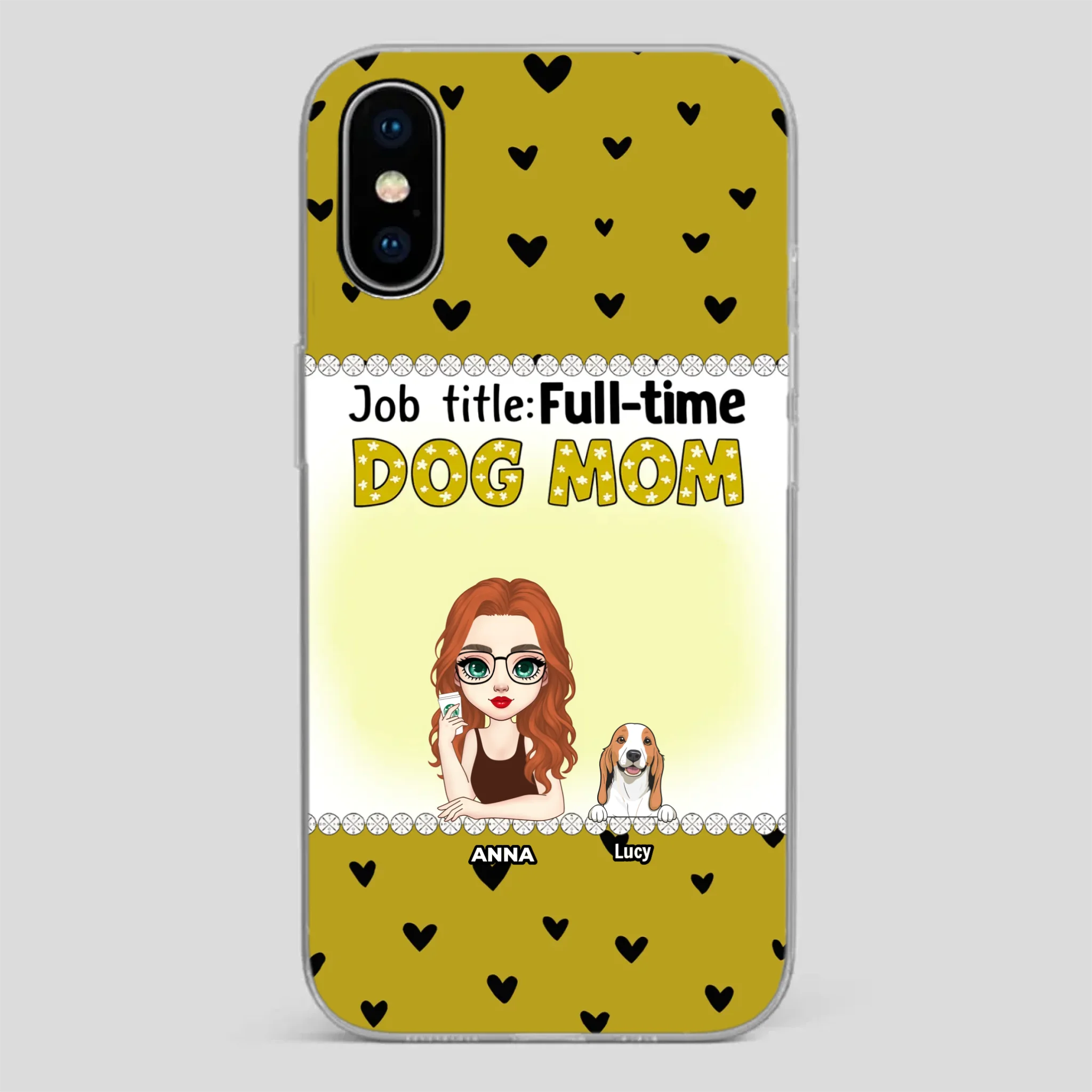 Custom Dog Mom Phone Case with “Full-time Dog Mom” Graphic – Add Your Name - 89Prints