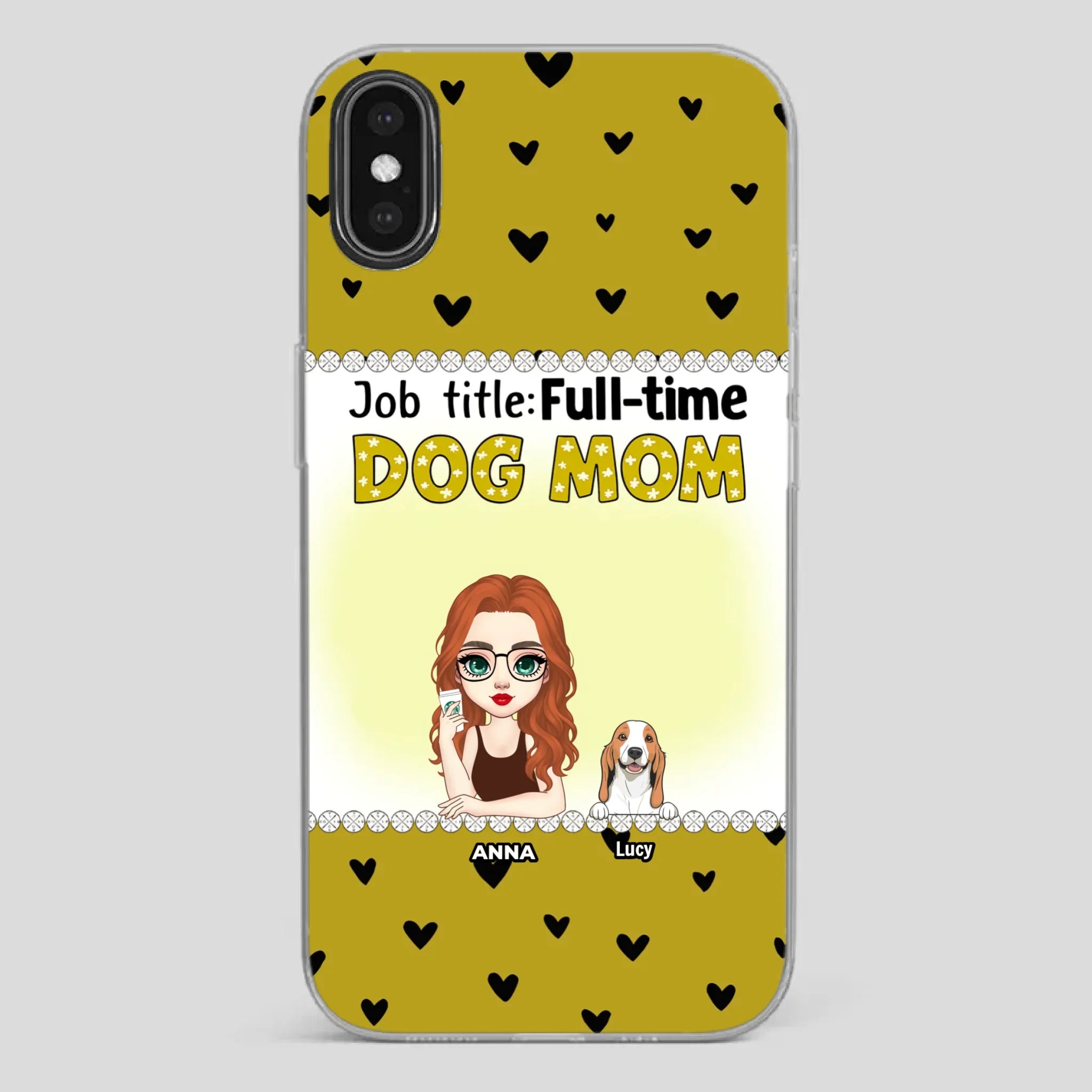 Custom Dog Mom Phone Case with “Full-time Dog Mom” Graphic – Add Your Name - 89Prints