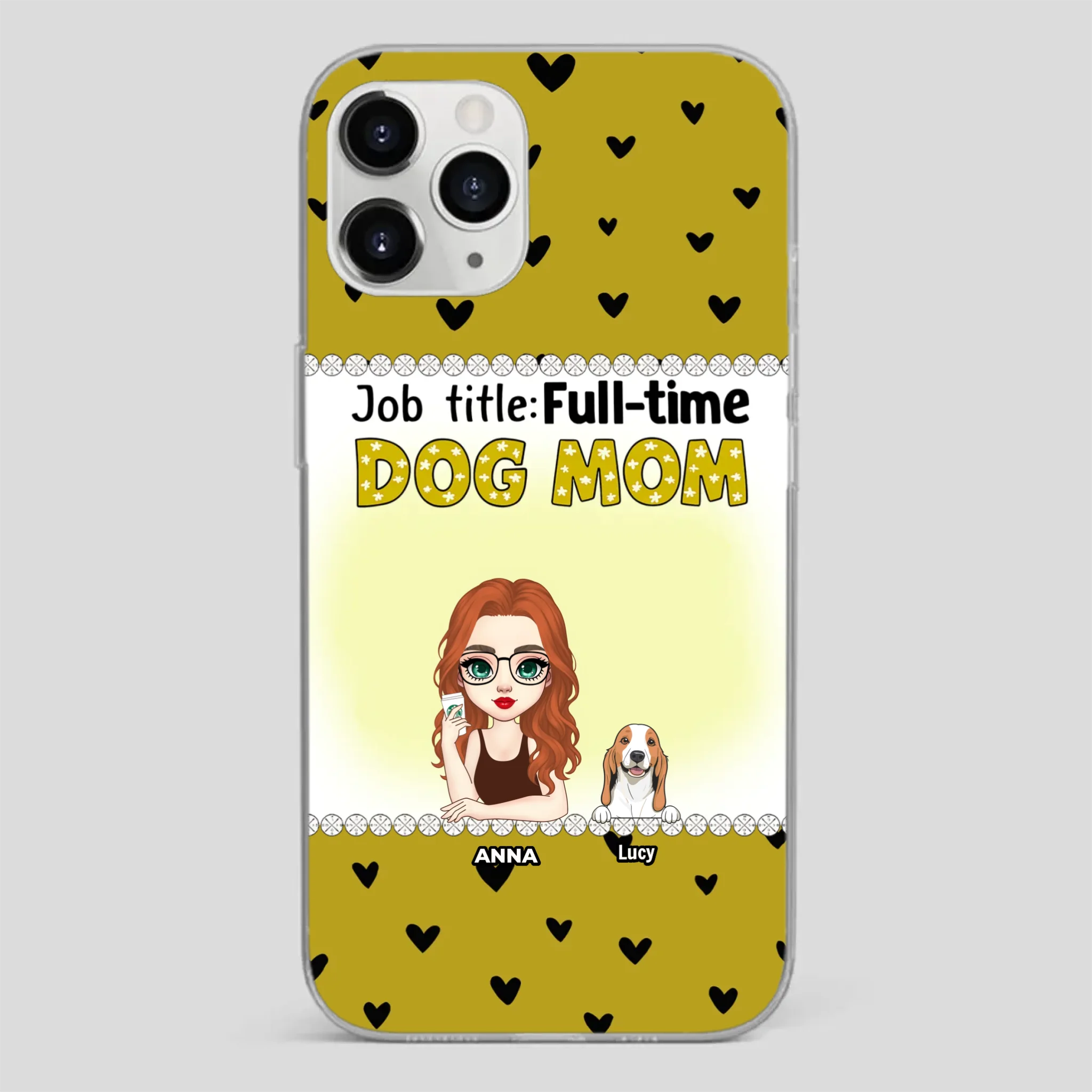 Custom Dog Mom Phone Case with “Full-time Dog Mom” Graphic – Add Your Name - 89Prints