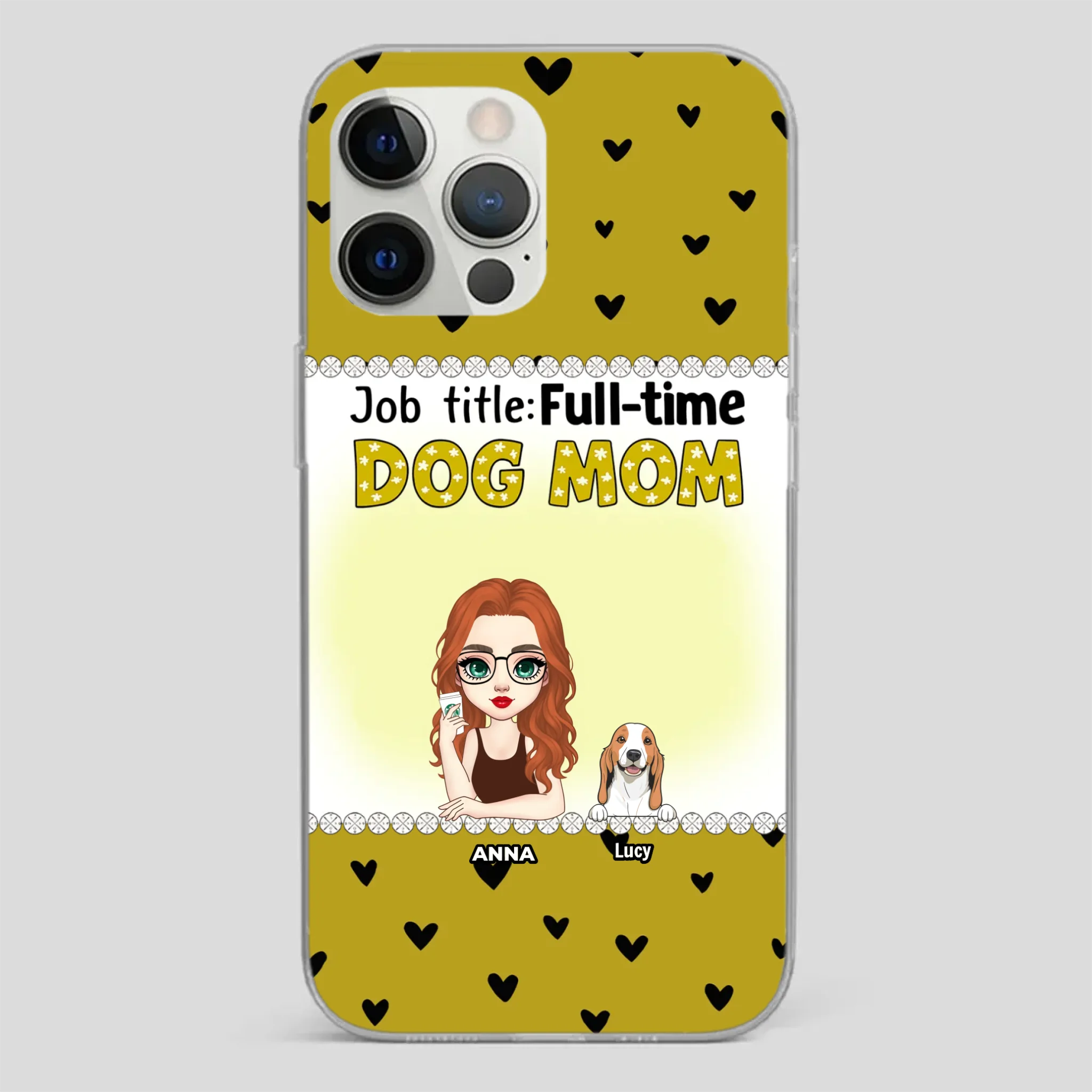 Custom Dog Mom Phone Case with “Full-time Dog Mom” Graphic – Add Your Name - 89Prints