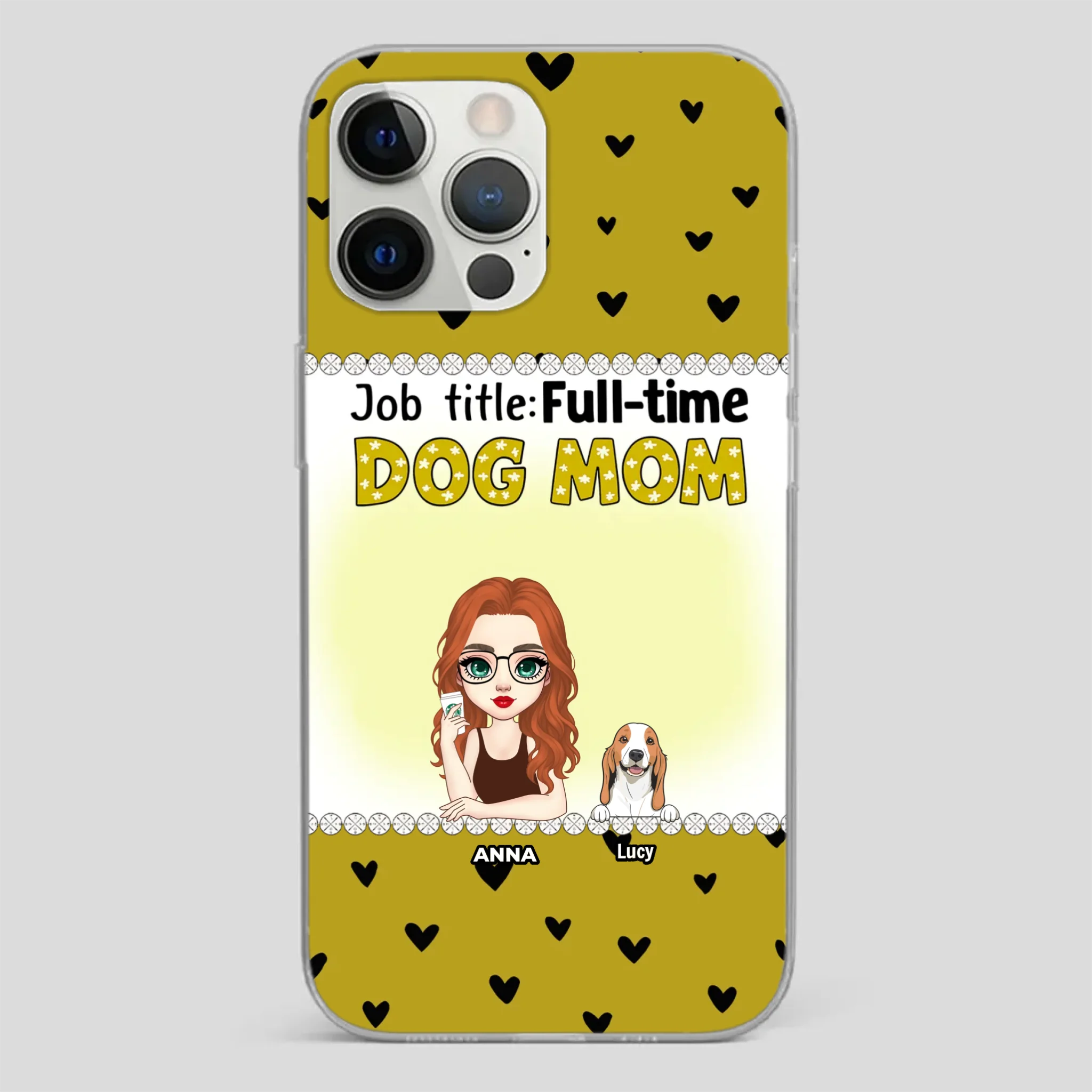 Custom Dog Mom Phone Case with “Full-time Dog Mom” Graphic – Add Your Name - 89Prints