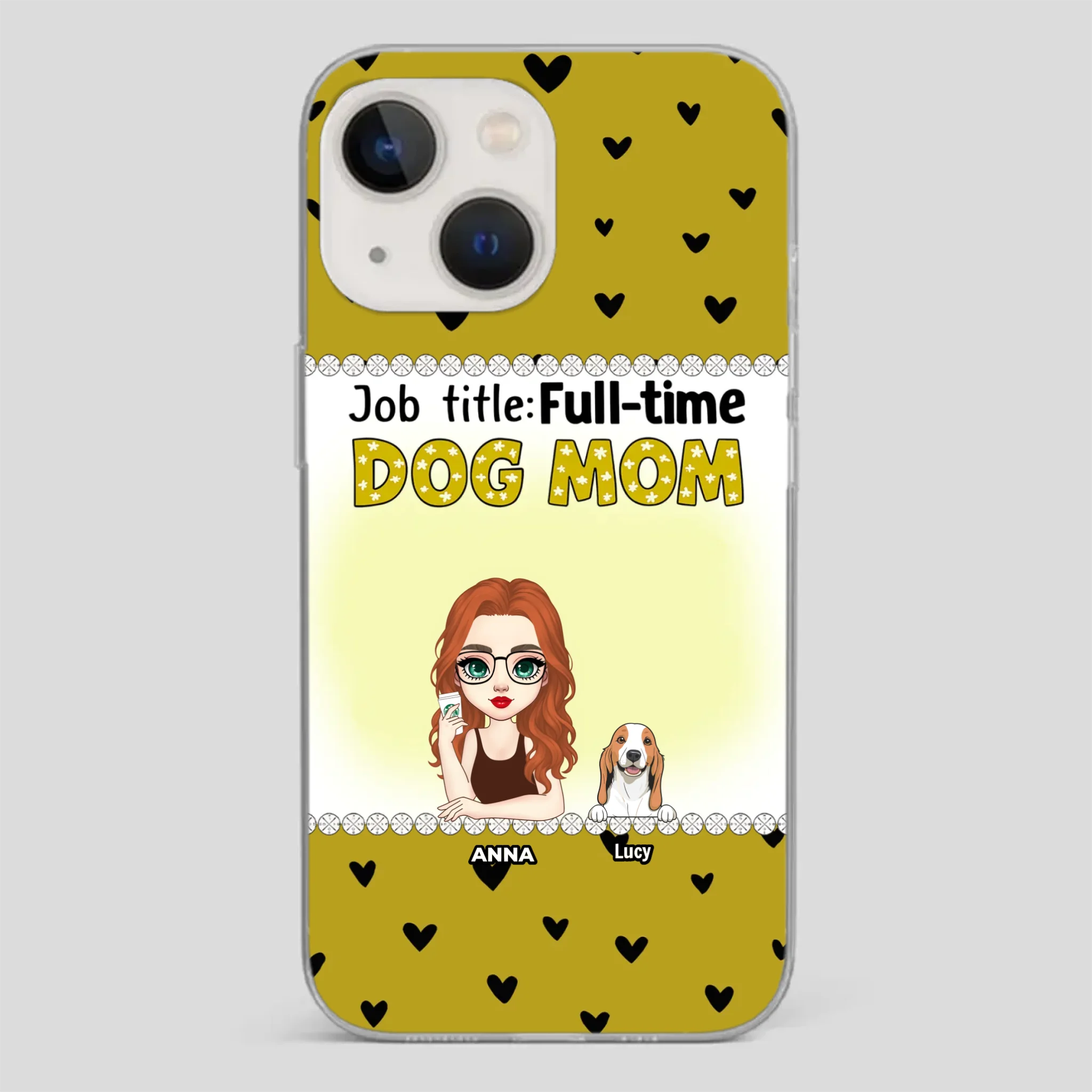 Custom Dog Mom Phone Case with “Full-time Dog Mom” Graphic – Add Your Name - 89Prints