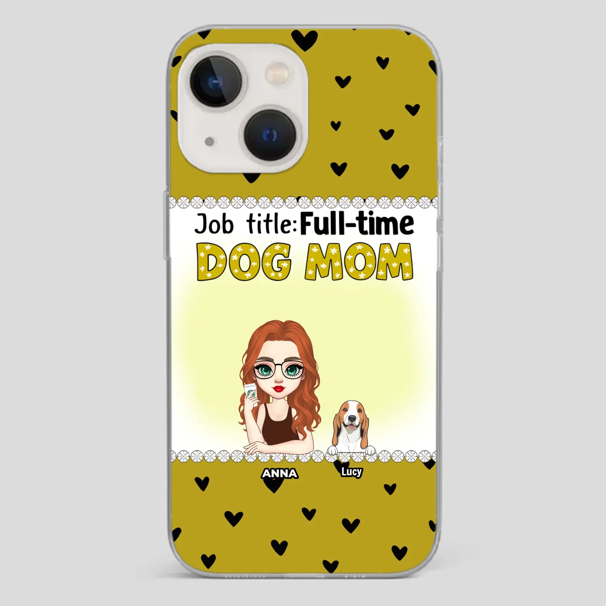 Custom Dog Mom Phone Case with “Full-time Dog Mom” Graphic – Add Your Name - 89Prints