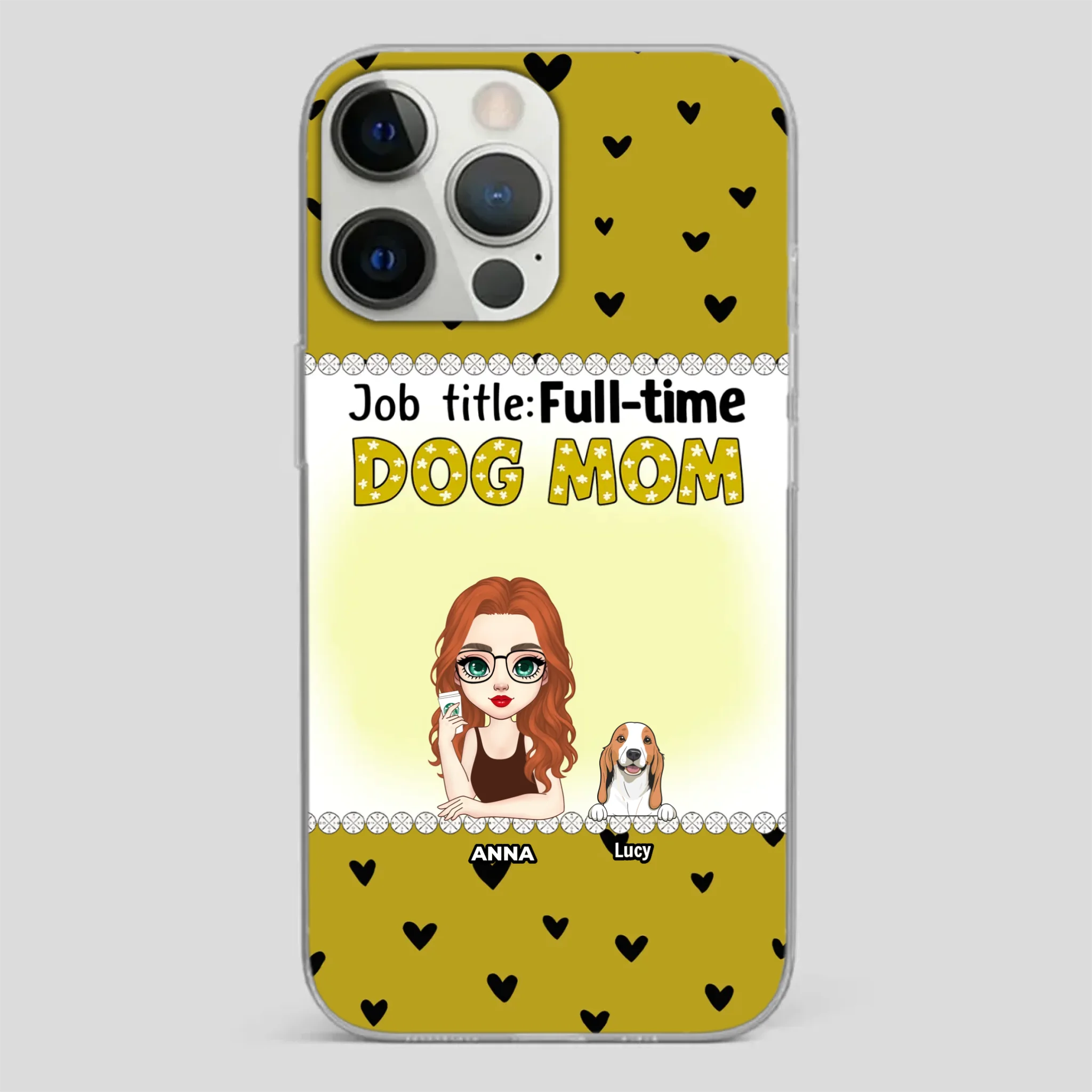 Custom Dog Mom Phone Case with “Full-time Dog Mom” Graphic – Add Your Name - 89Prints