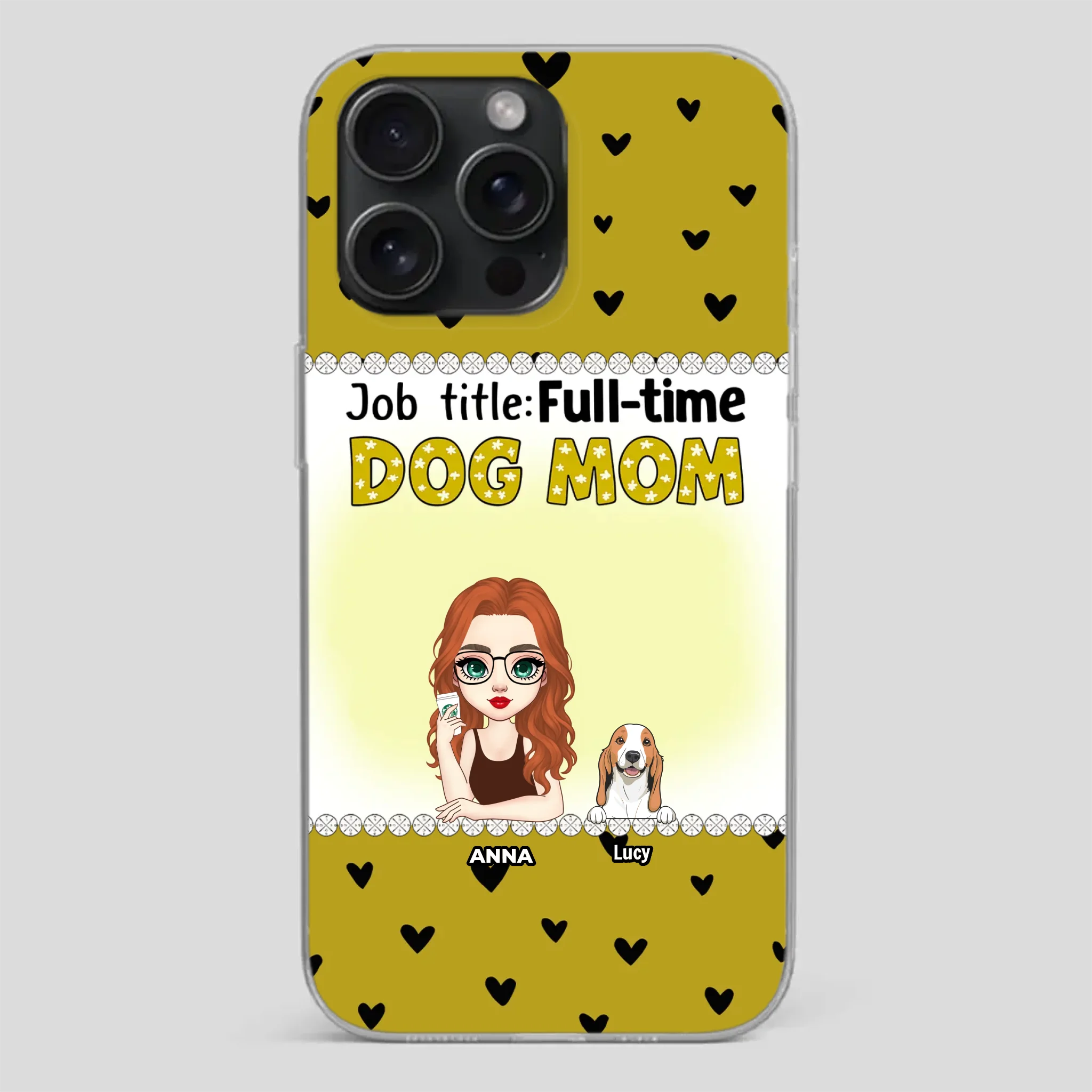 Custom Dog Mom Phone Case with “Full-time Dog Mom” Graphic – Add Your Name - 89Prints