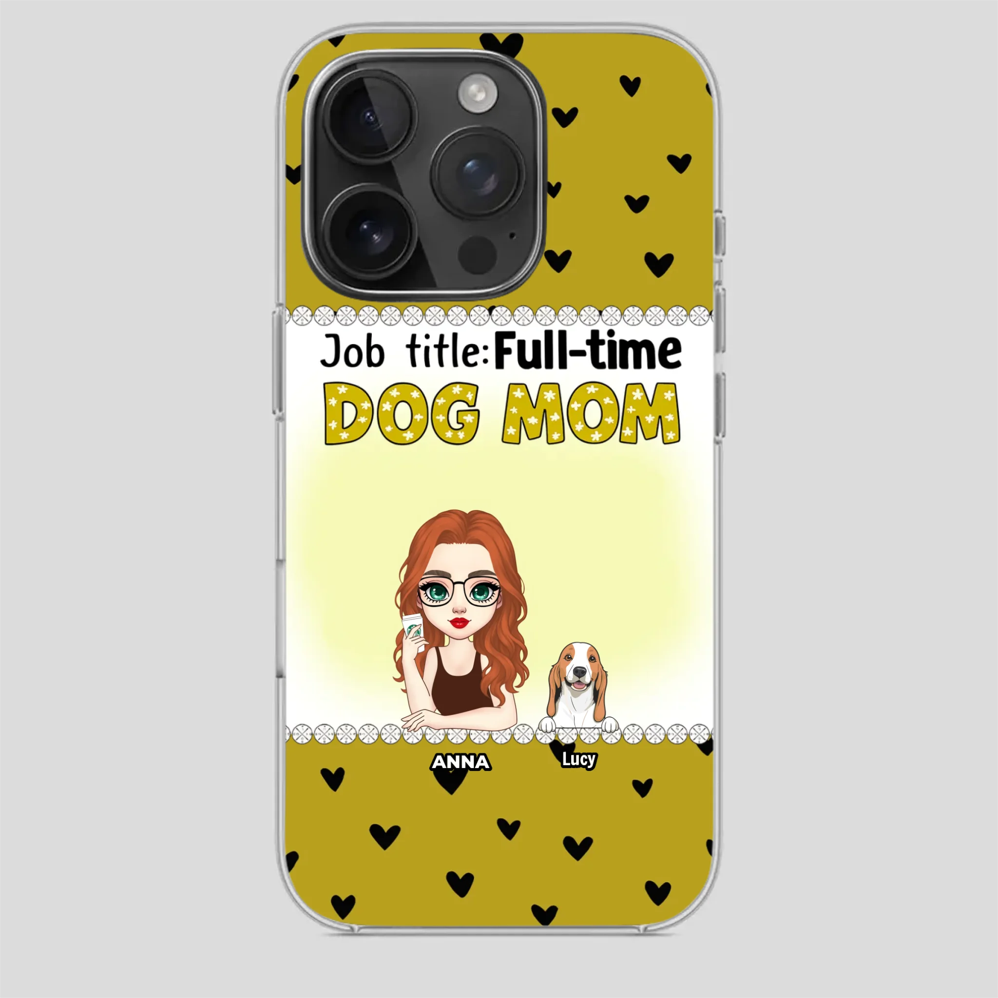 Custom Dog Mom Phone Case with “Full-time Dog Mom” Graphic – Add Your Name - 89Prints