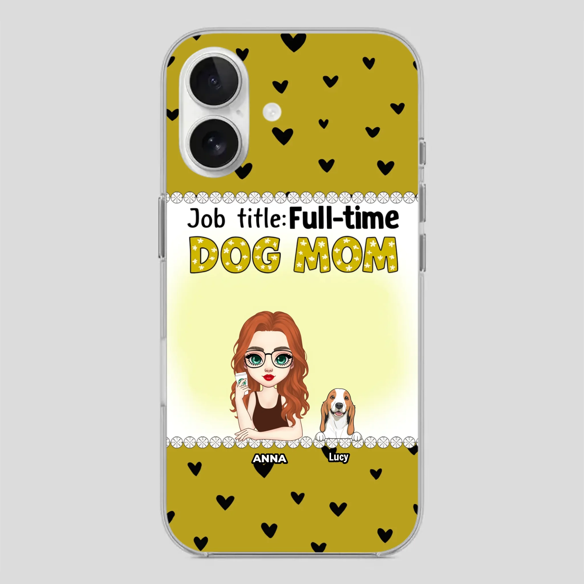 Custom Dog Mom Phone Case with “Full-time Dog Mom” Graphic – Add Your Name - 89Prints