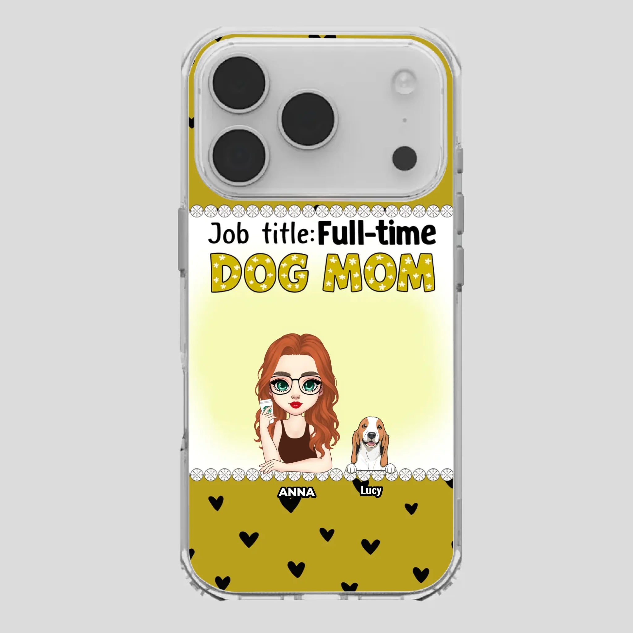 Custom Dog Mom Phone Case with “Full-time Dog Mom” Graphic – Add Your Name - 89Prints