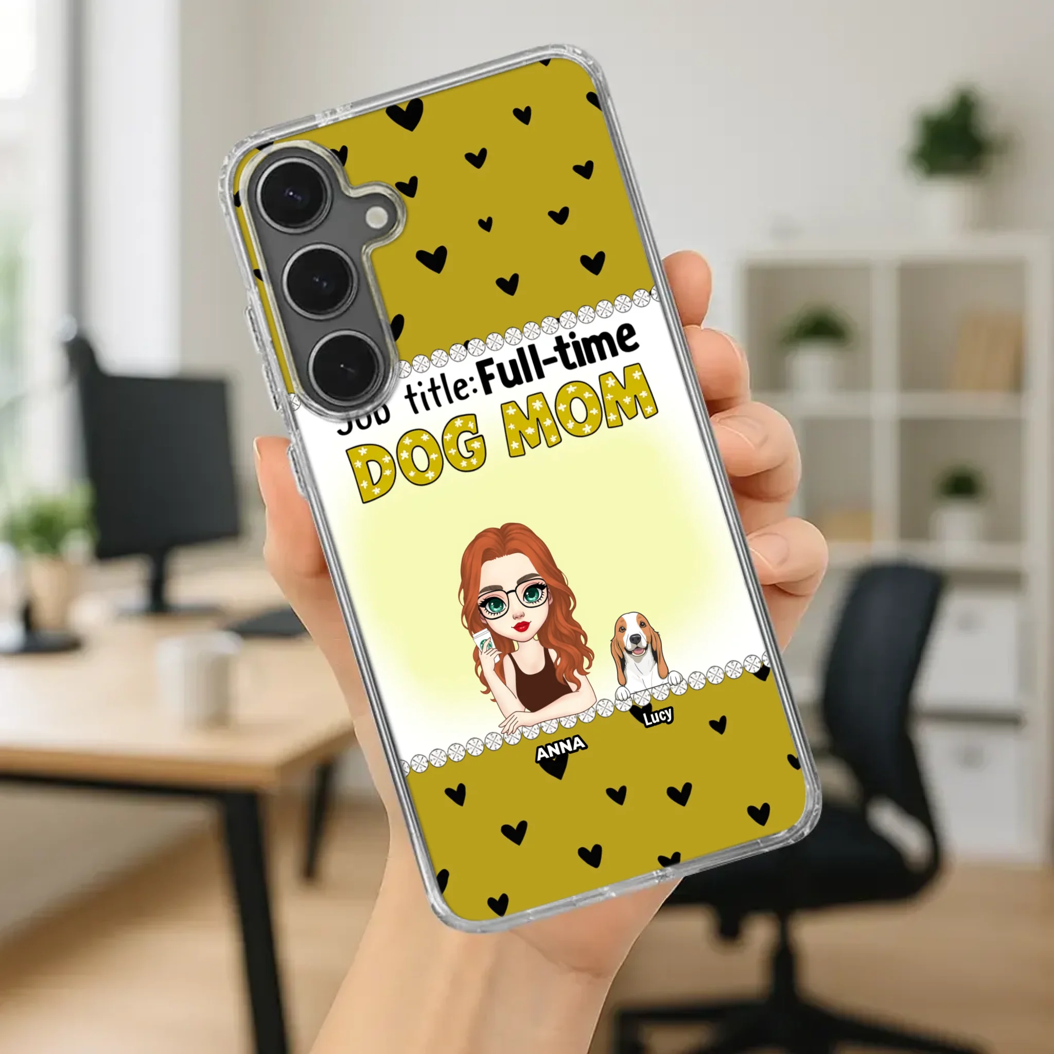 Custom Dog Mom Phone Case with “Full-time Dog Mom” Graphic – Add Your Name - 89Prints