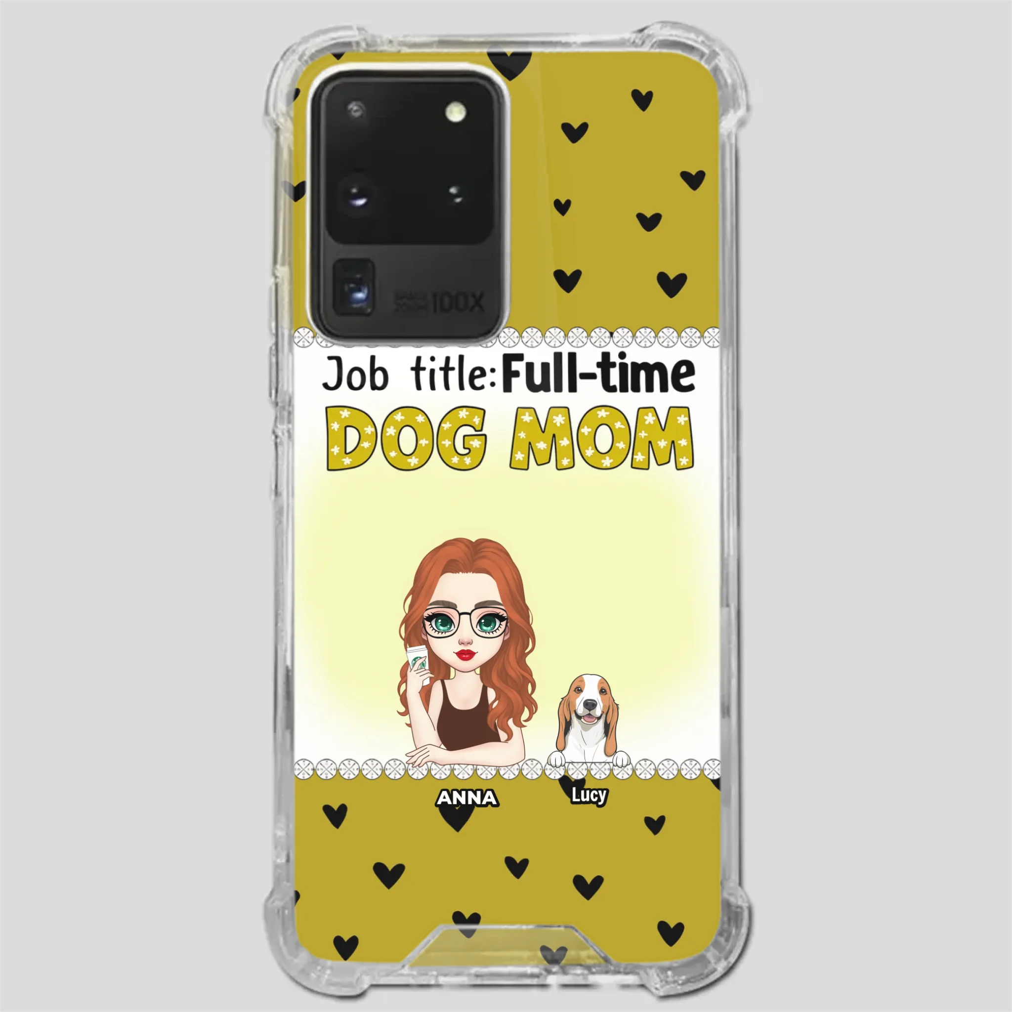Custom Dog Mom Phone Case with “Full-time Dog Mom” Graphic – Add Your Name - 89Prints