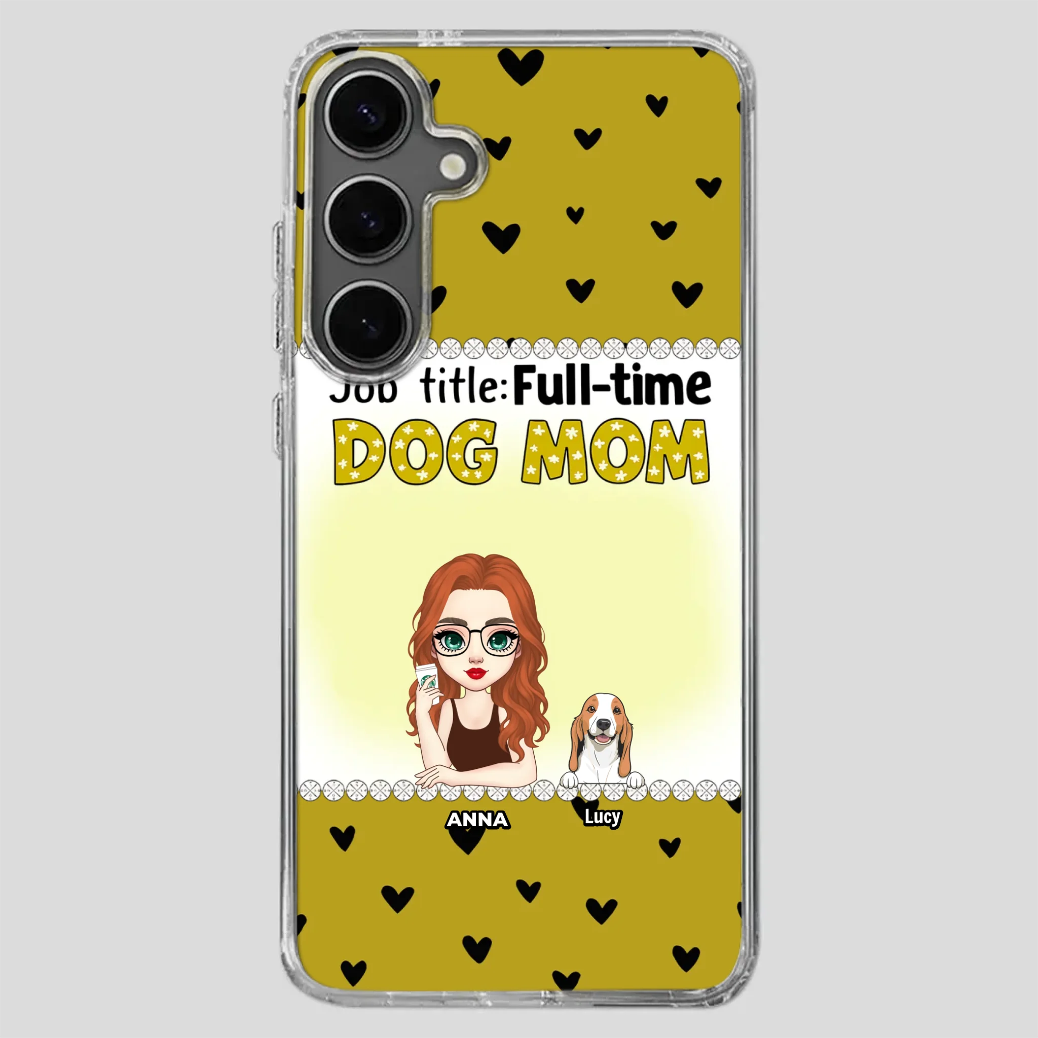 Custom Dog Mom Phone Case with “Full-time Dog Mom” Graphic – Add Your Name - 89Prints