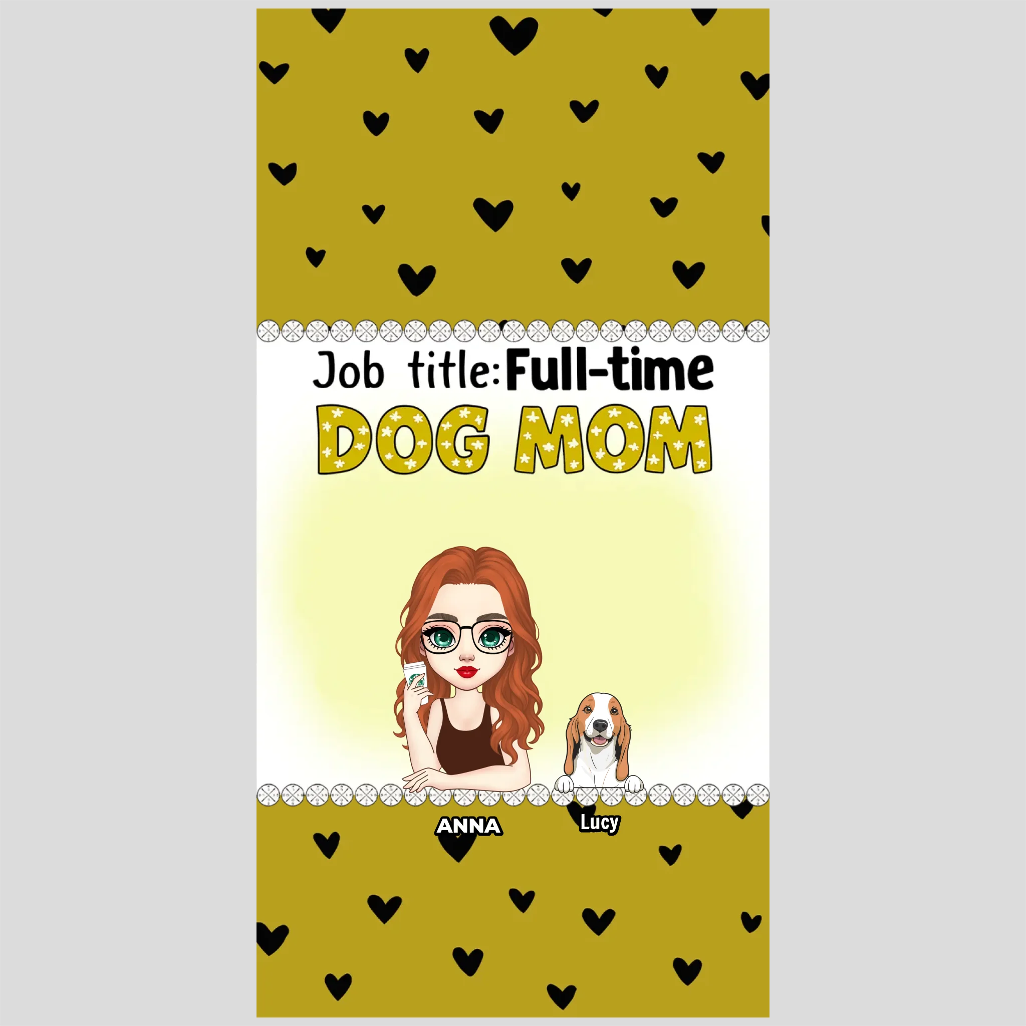 Custom Dog Mom Phone Case with “Full-time Dog Mom” Graphic – Add Your Name - 89Prints