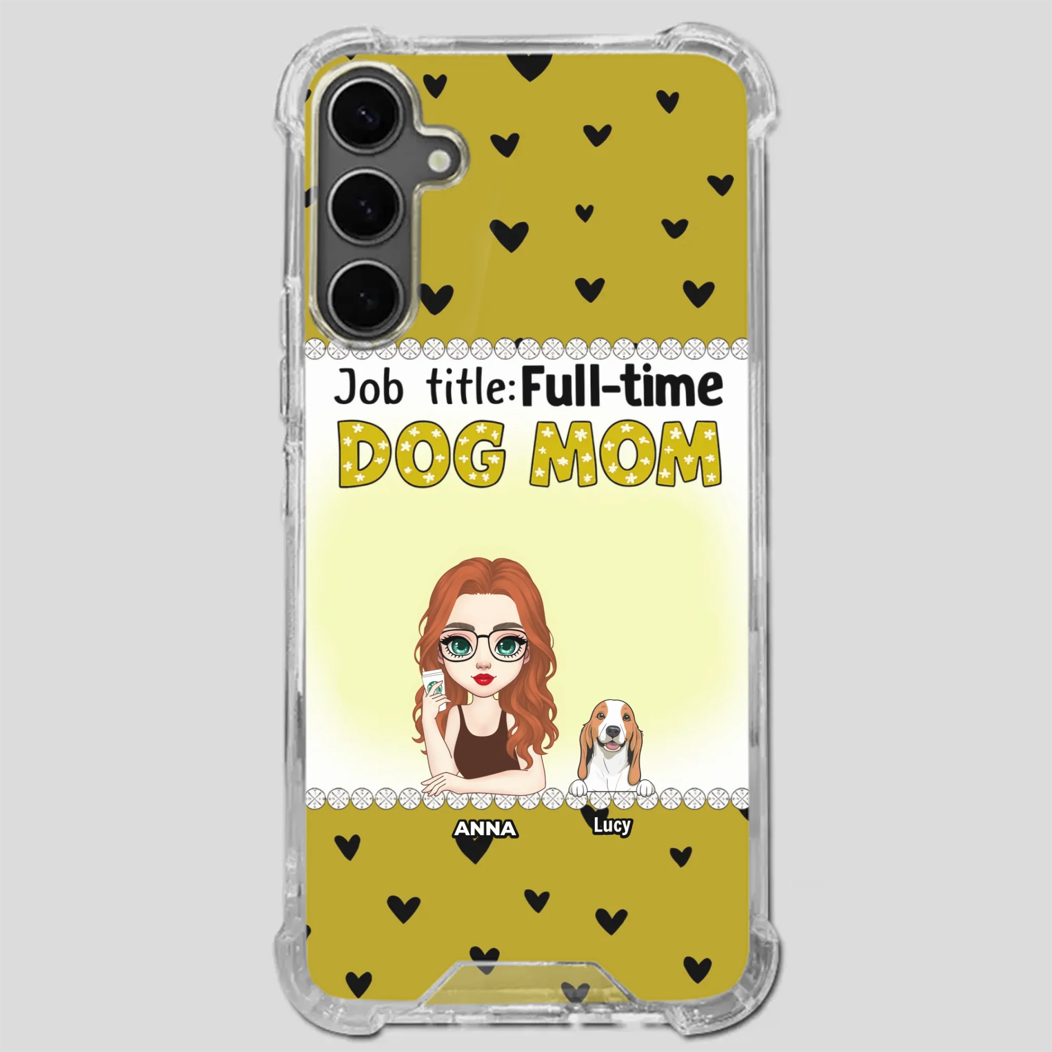 Custom Dog Mom Phone Case with “Full-time Dog Mom” Graphic – Add Your Name - 89Prints