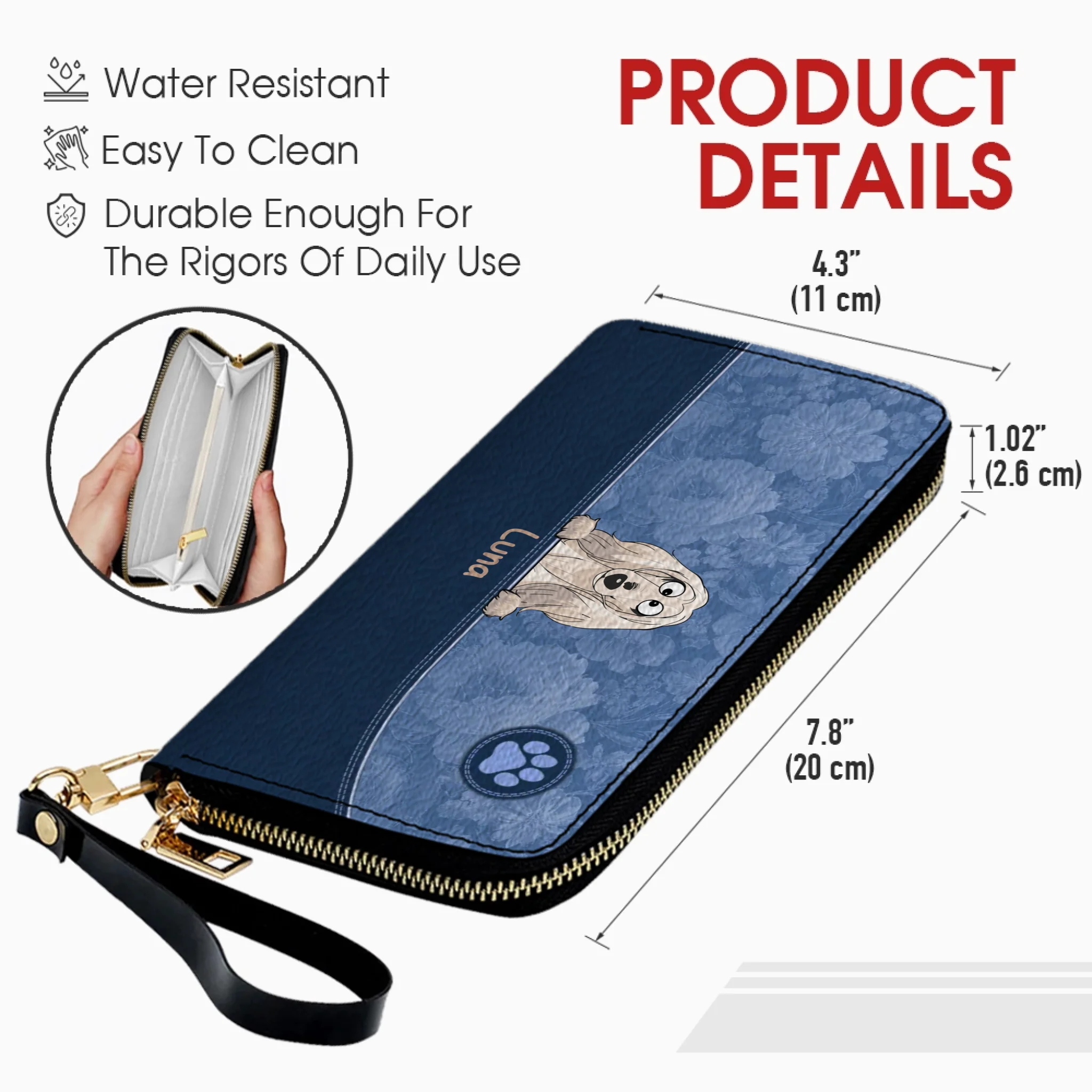 Simple Dog Wallet Custom Name – Everyday Minimal Pet Design - 89Prints