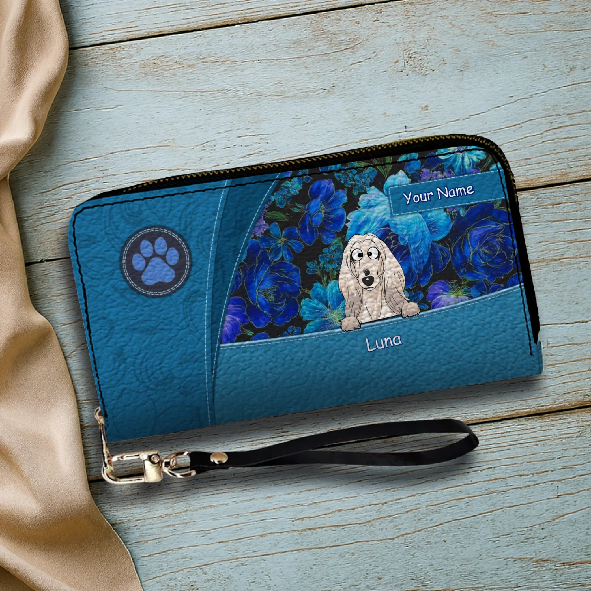 Personalized Dog Wallet – Custom Dog Illustration Wallet, Holiday Design, Dog Mom Gift - 89Prints
